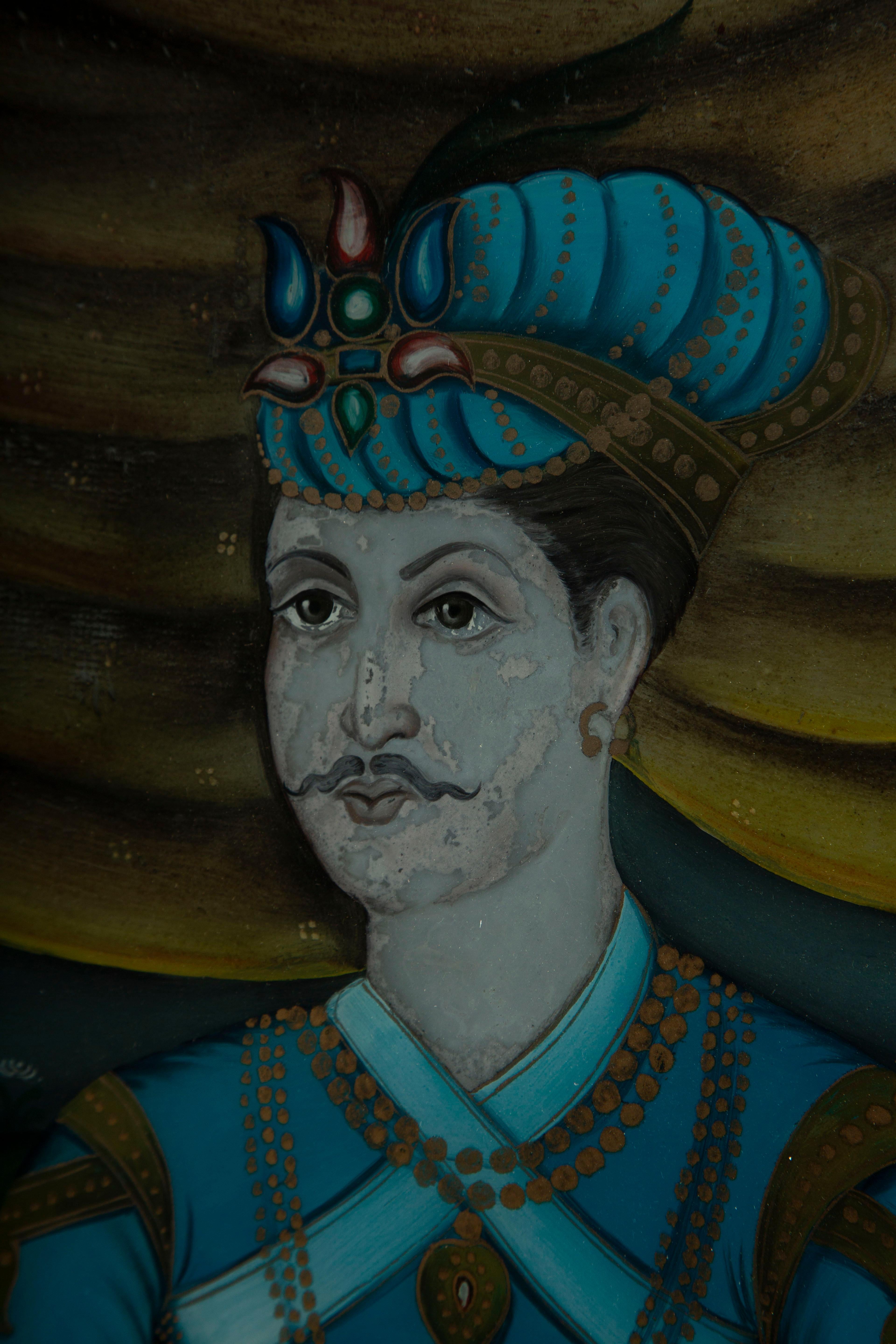 École anglo-indienne : Quatre portraits en églomisé, 19e siècle en vente 13