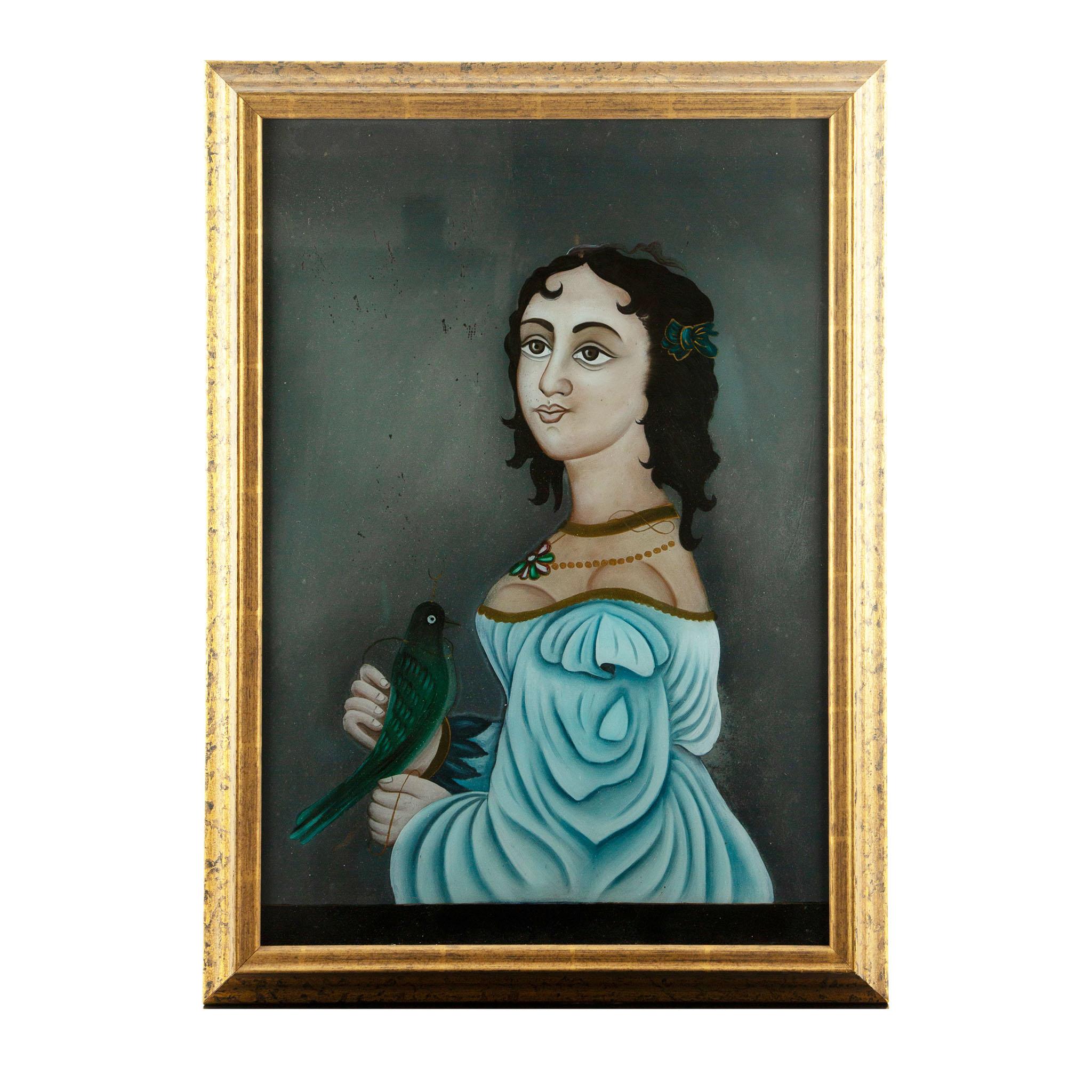 Indien École anglo-indienne : Quatre portraits en églomisé, 19e siècle en vente