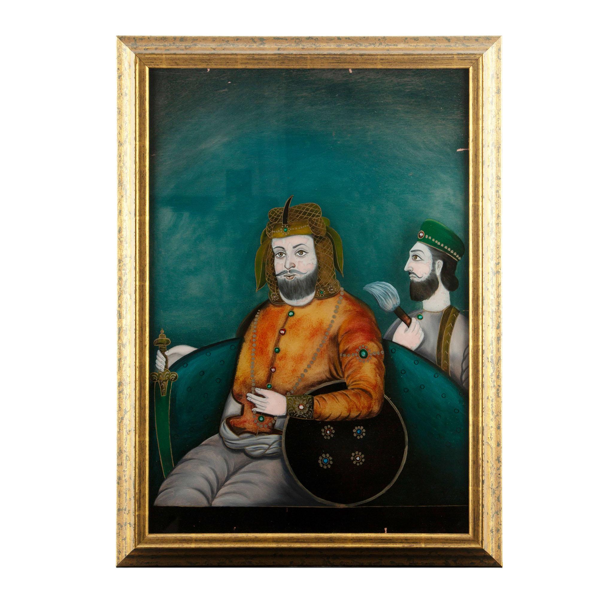 École anglo-indienne : Quatre portraits en églomisé, 19e siècle Excellent état - En vente à New York, NY