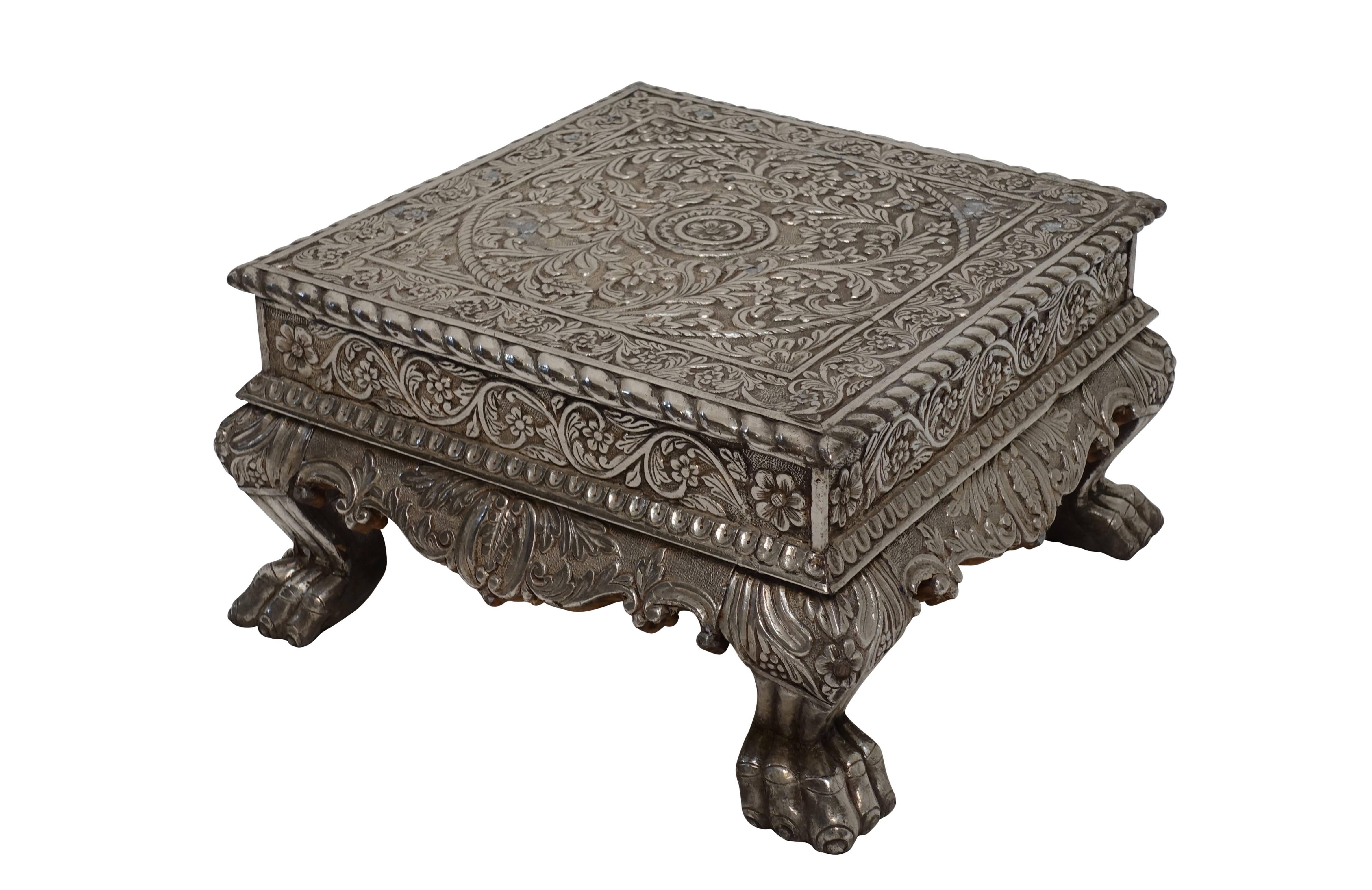 Anglo-Indian Silver Clad Bajot Ceremonial Low Table, India, circa 1925 2