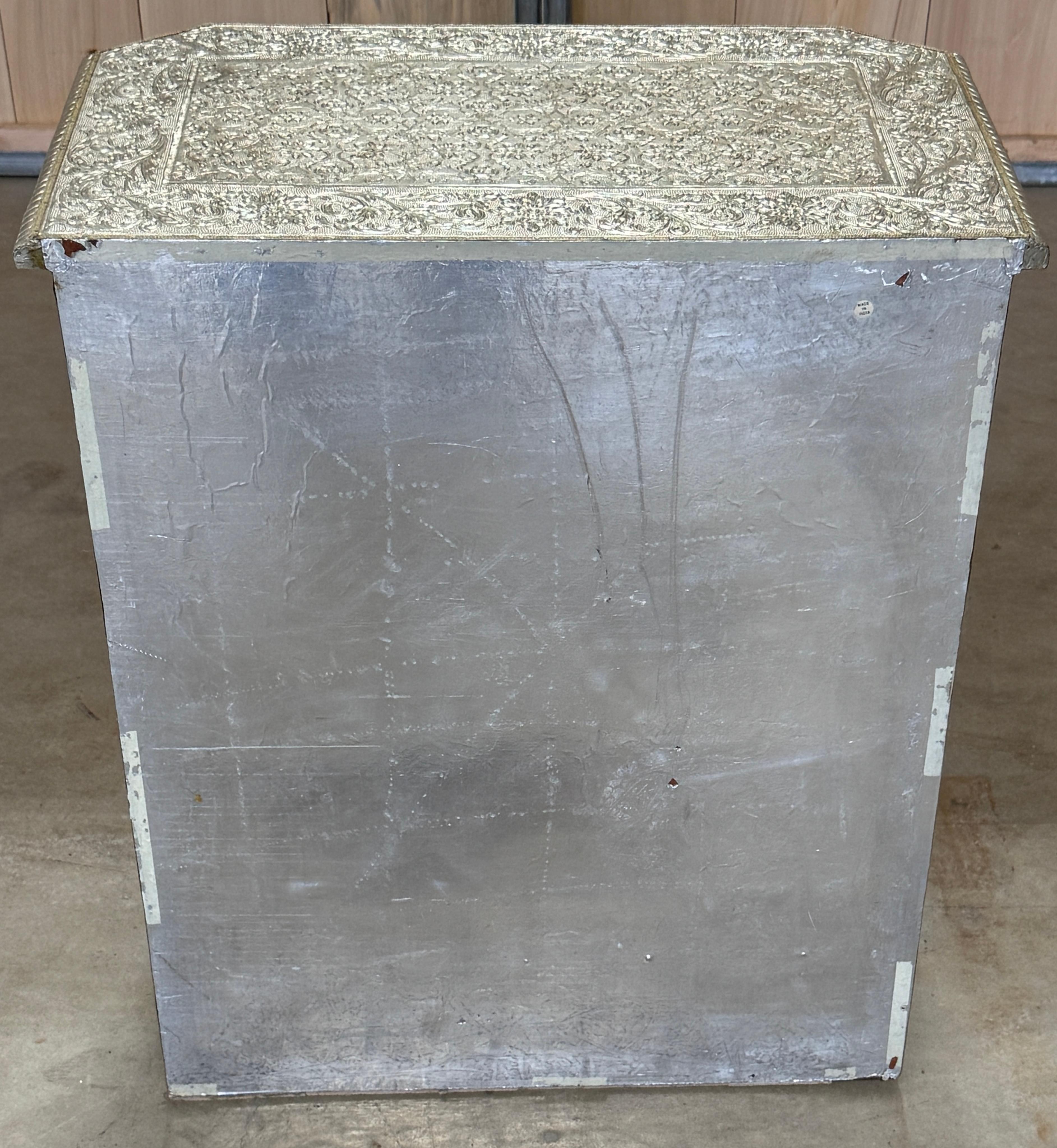 Anglo- Indian Silver Clad Repoused Three Dawer Chest or Nightstand 2