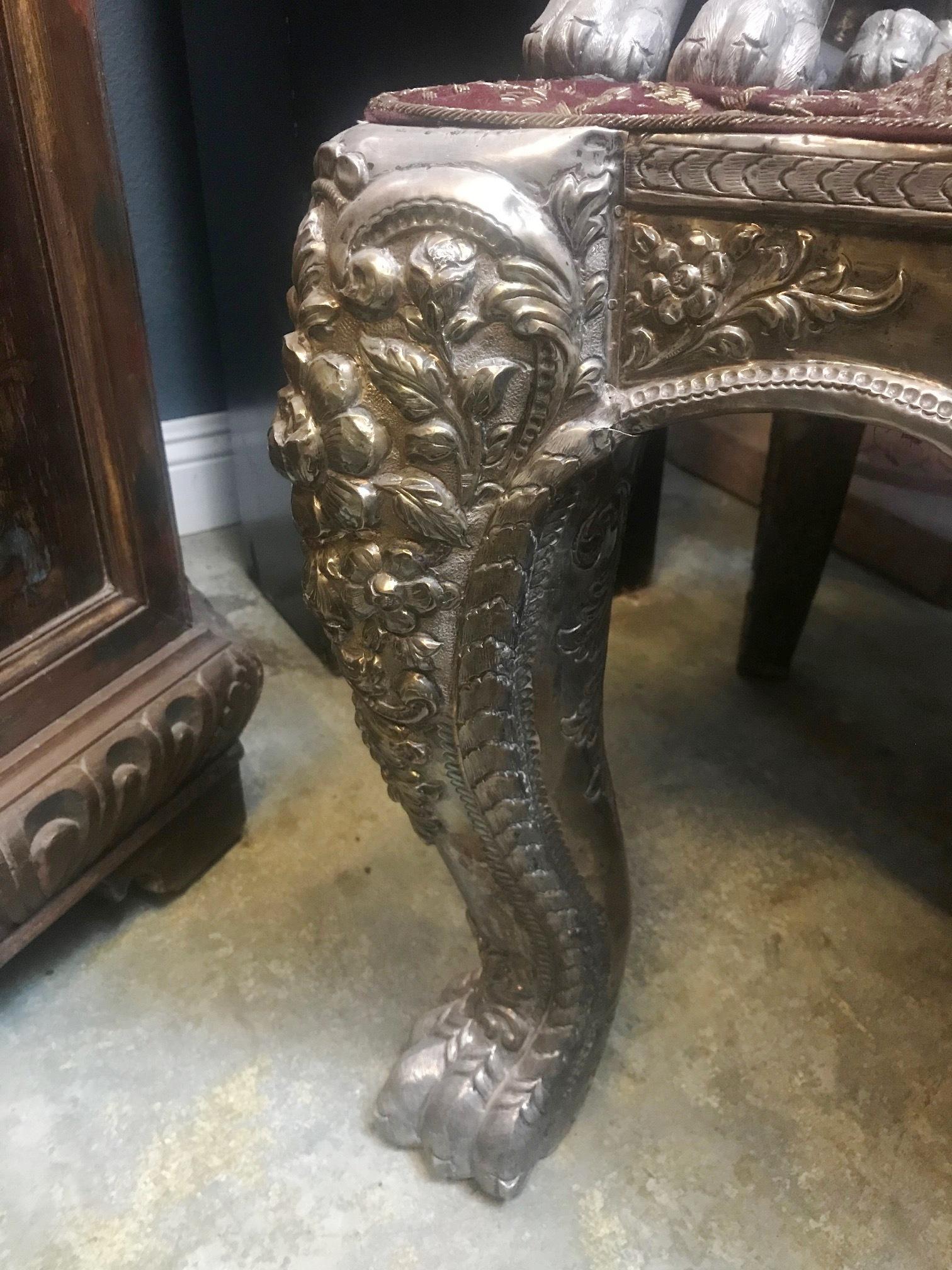 Anglo-Indian Silver Embossed Throne Armchair, 19th Century 1