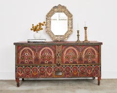 Achteckiger Spiegel aus anglo-indischem Silber mit Metallverkleidung