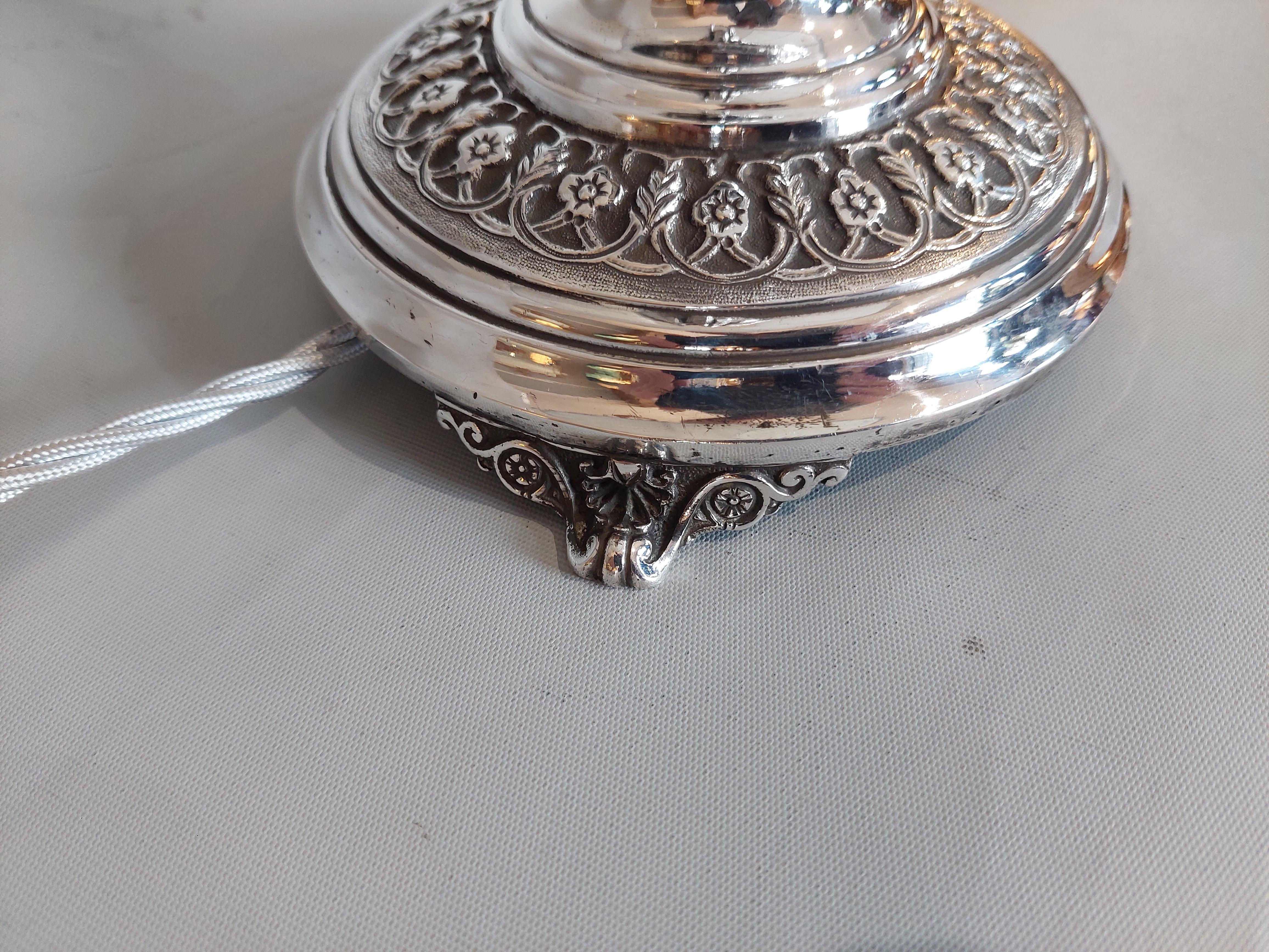 Angloindische versilberte Tischlampe im Angebot 3