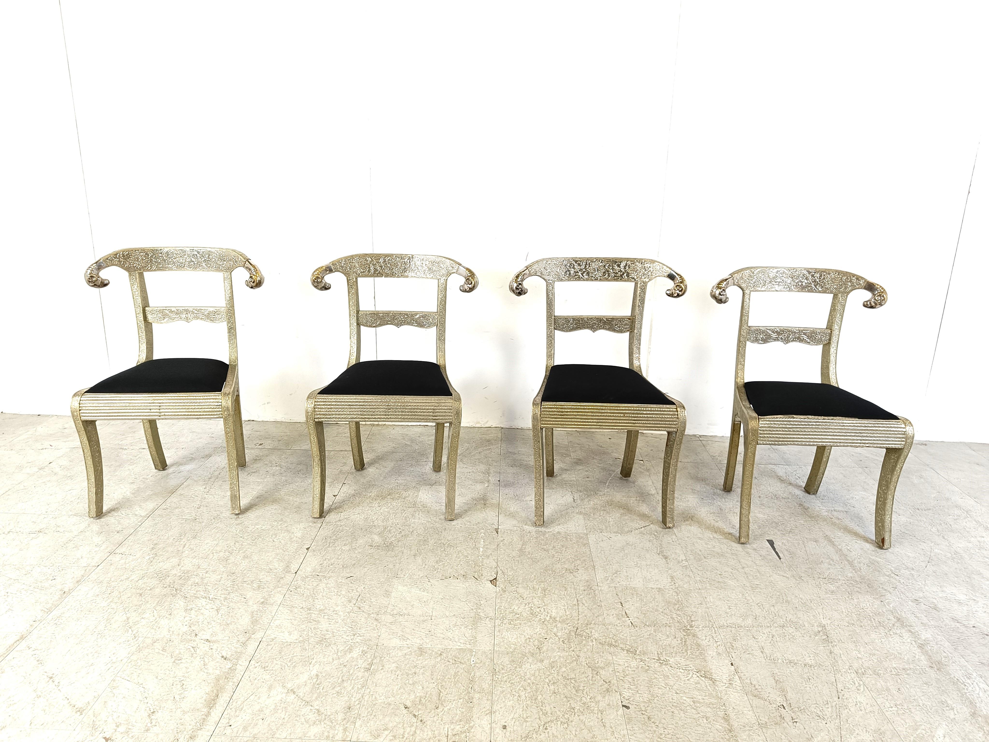 Anglo-Indian silvered dowry chairs, 1950s In Good Condition For Sale In HEVERLEE, BE