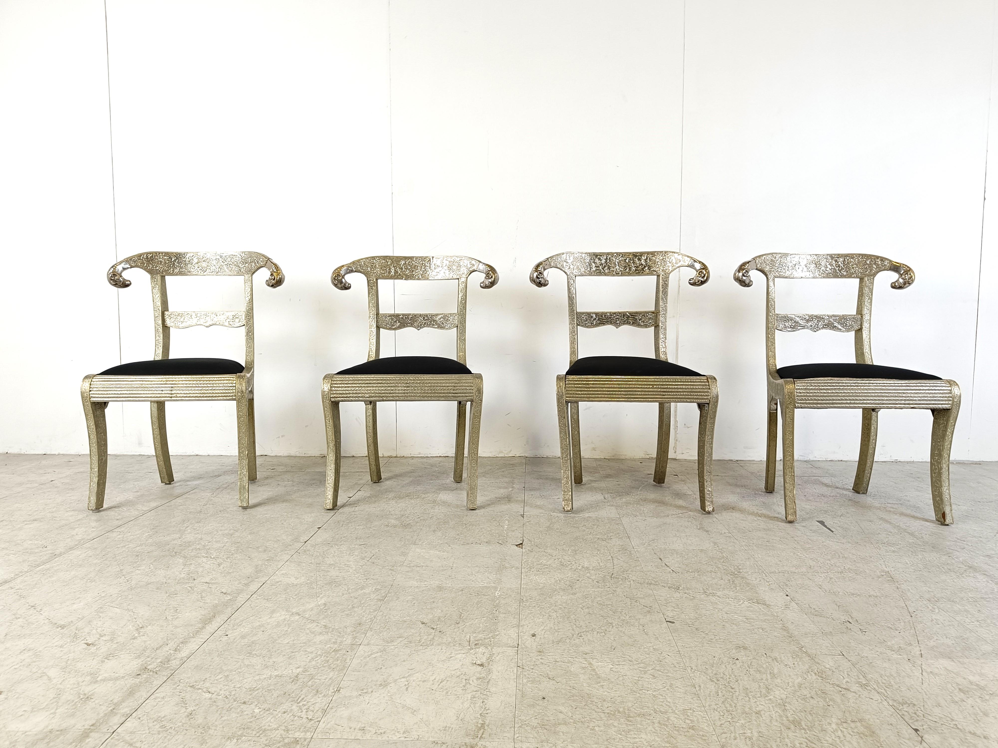 Mid-20th Century Anglo-Indian silvered dowry chairs, 1950s For Sale