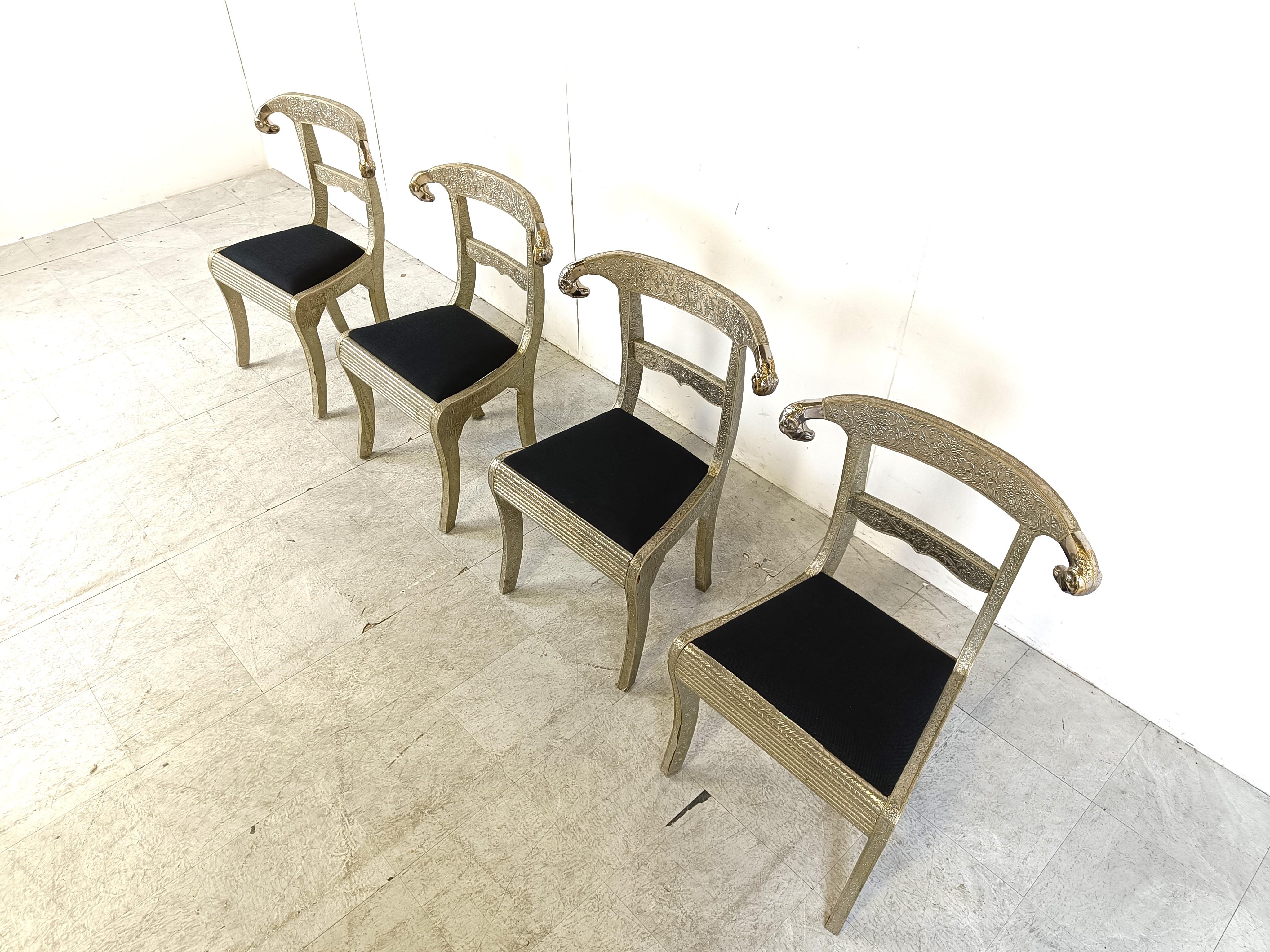 Silver Plate Anglo-Indian silvered dowry chairs, 1950s