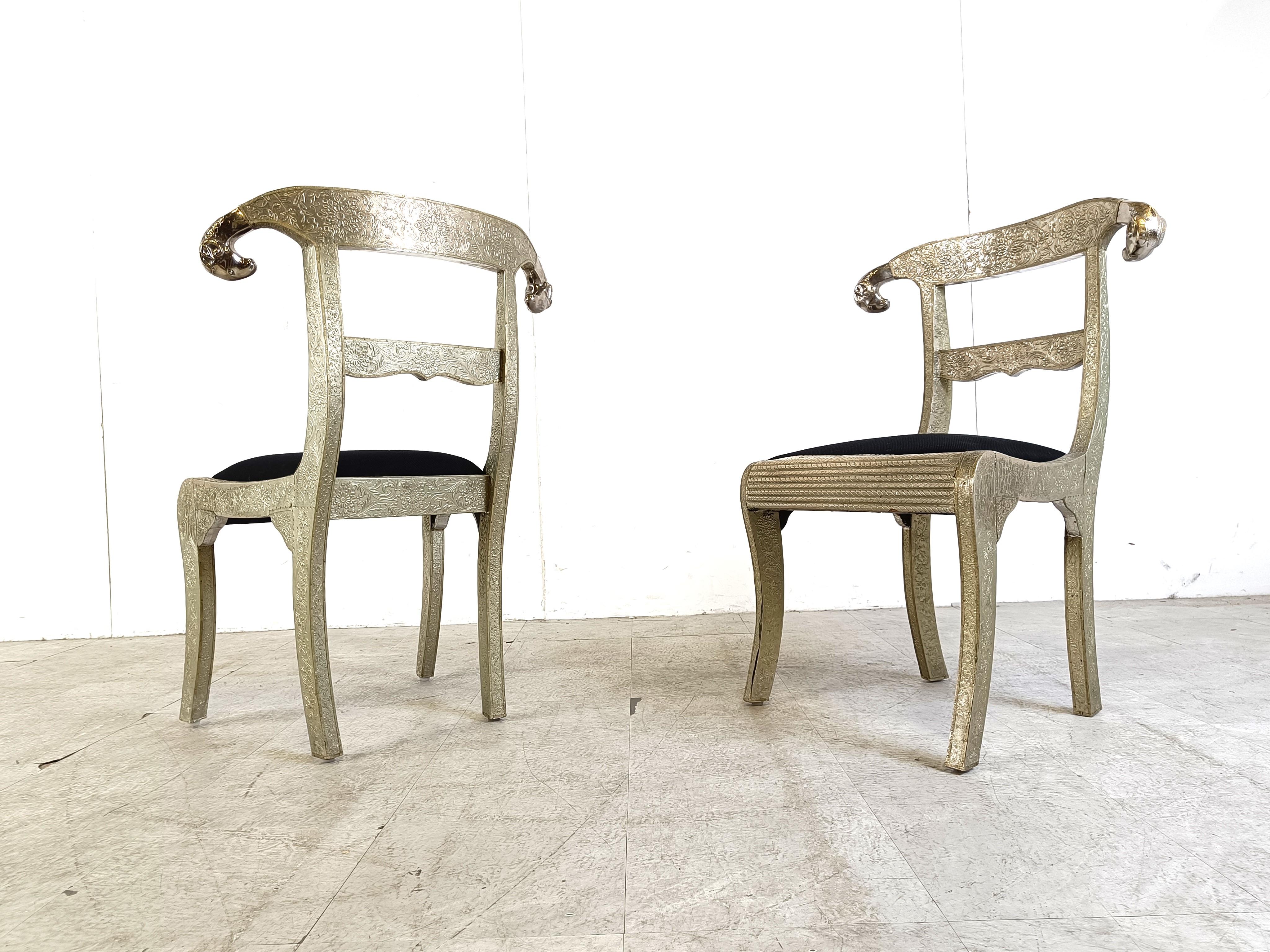 Anglo-Indian silvered dowry chairs, 1950s For Sale 3