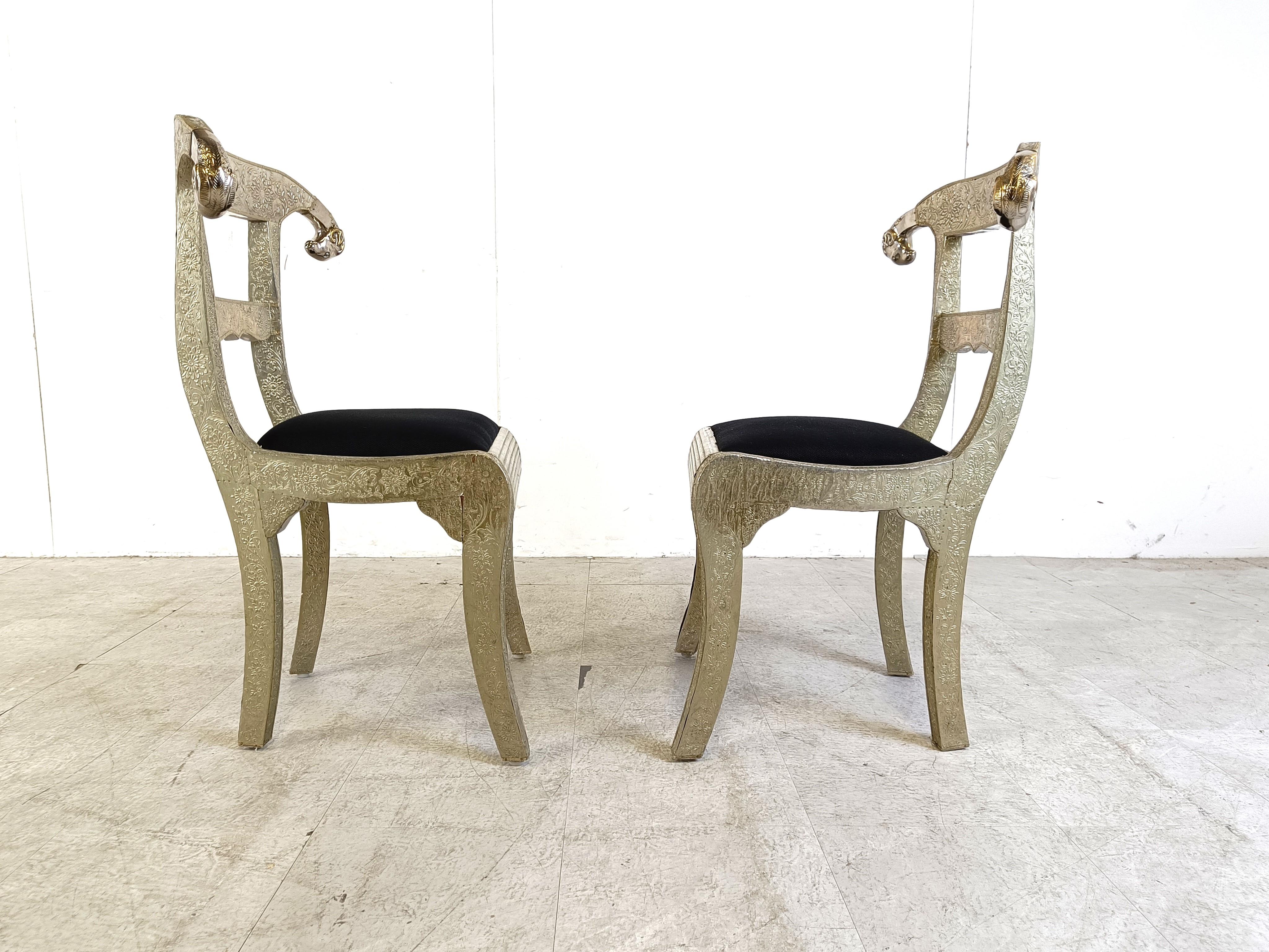 Anglo-Indian silvered dowry chairs, 1950s For Sale 4