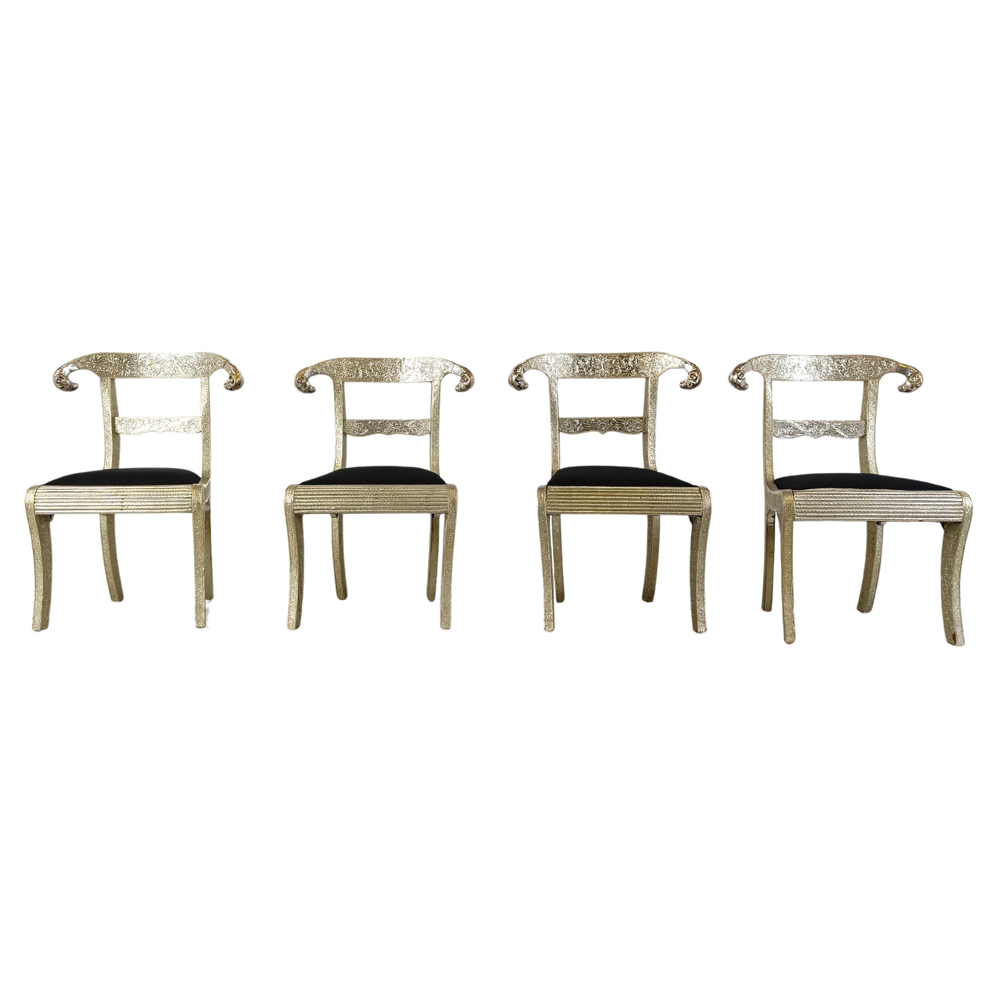 Anglo-Indian silvered dowry chairs, 1950s For Sale