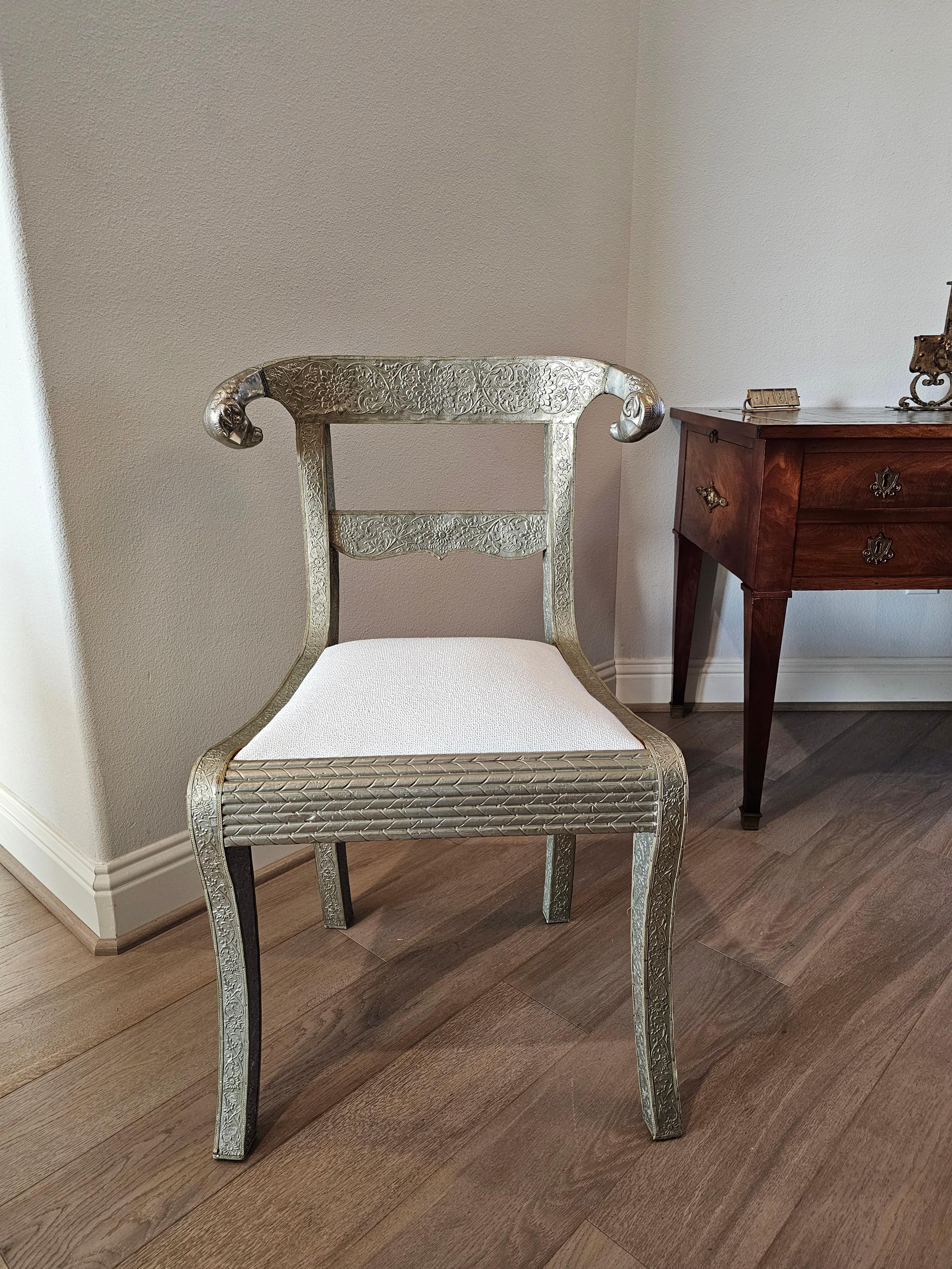 Anglo-Indian Silvered Metal-Clad Chair For Sale 8
