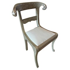 Retro Anglo-Indian Silvered Metal-Clad Chair