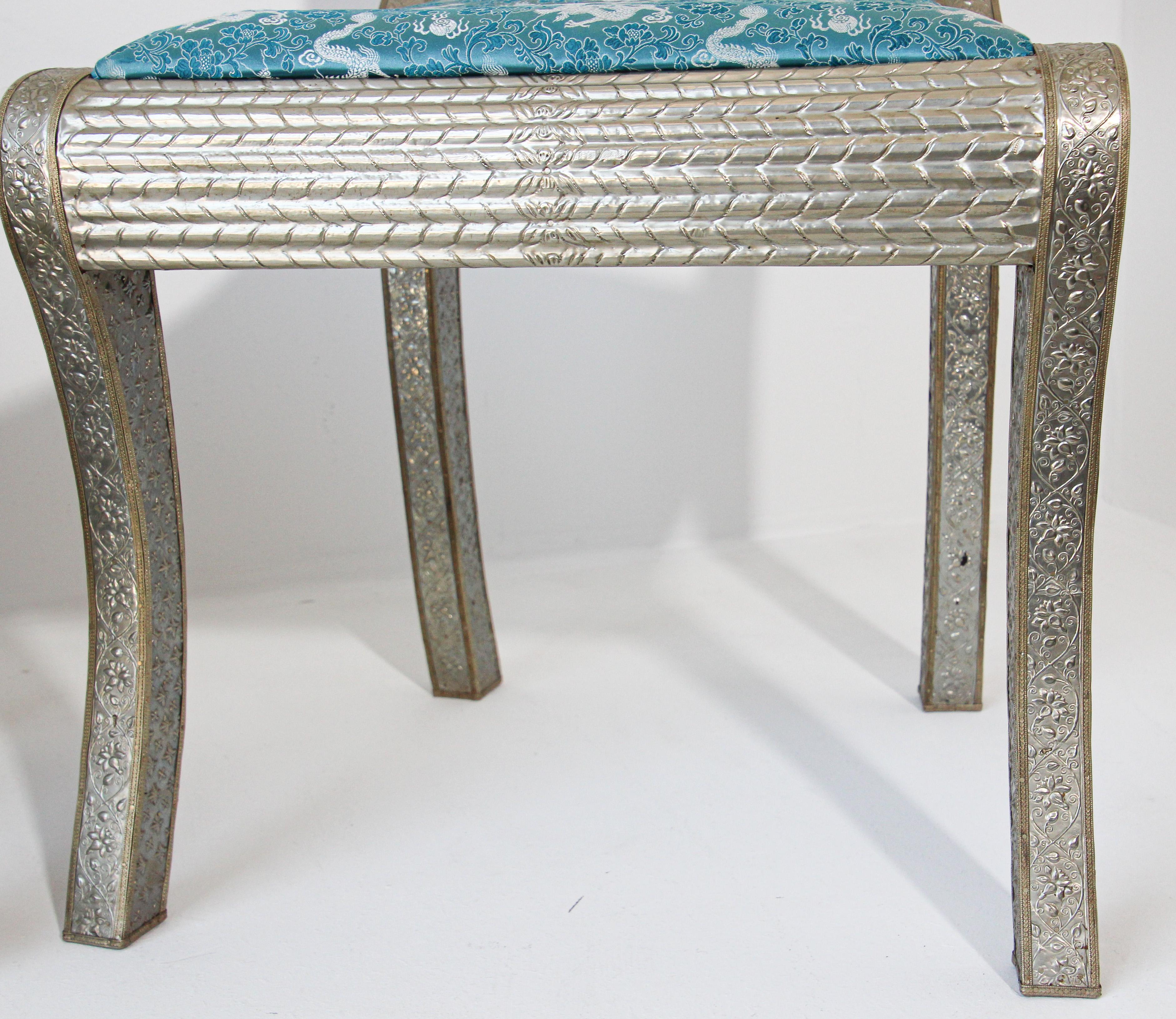 Anglo-Indian Silvered Wrapped Clad Side Chairs a Pair For Sale 3