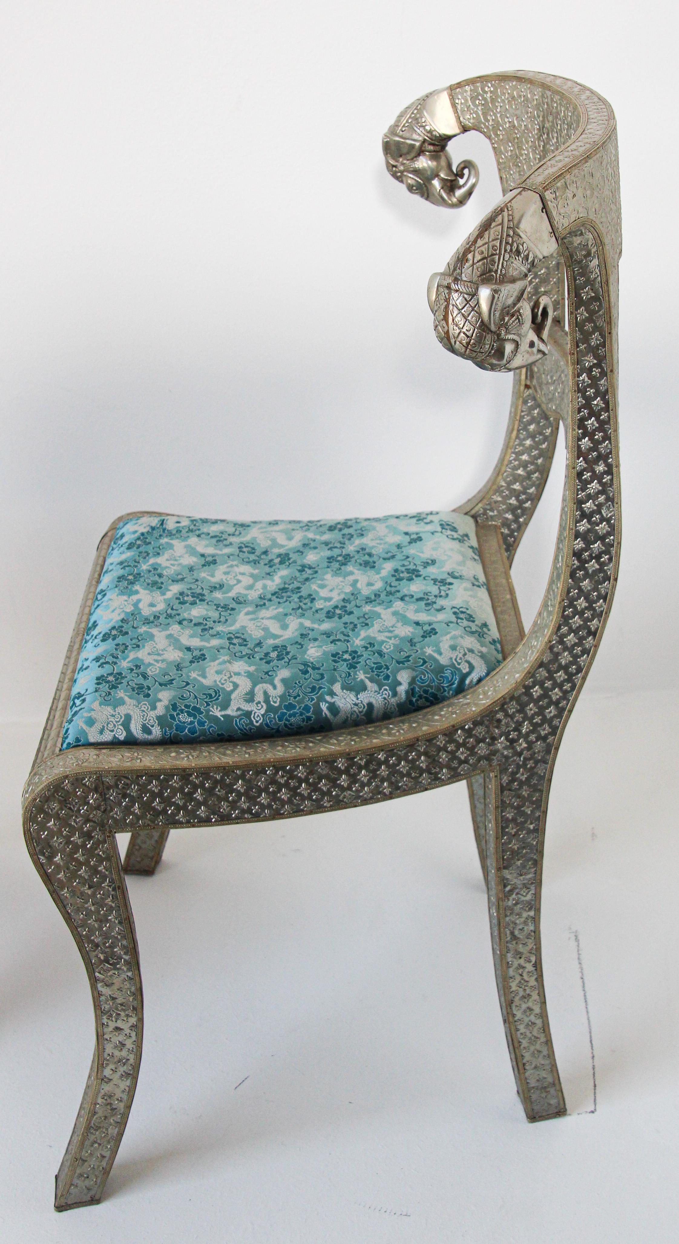 Anglo-Indian Silvered Wrapped Clad Side Chairs a Pair For Sale 5