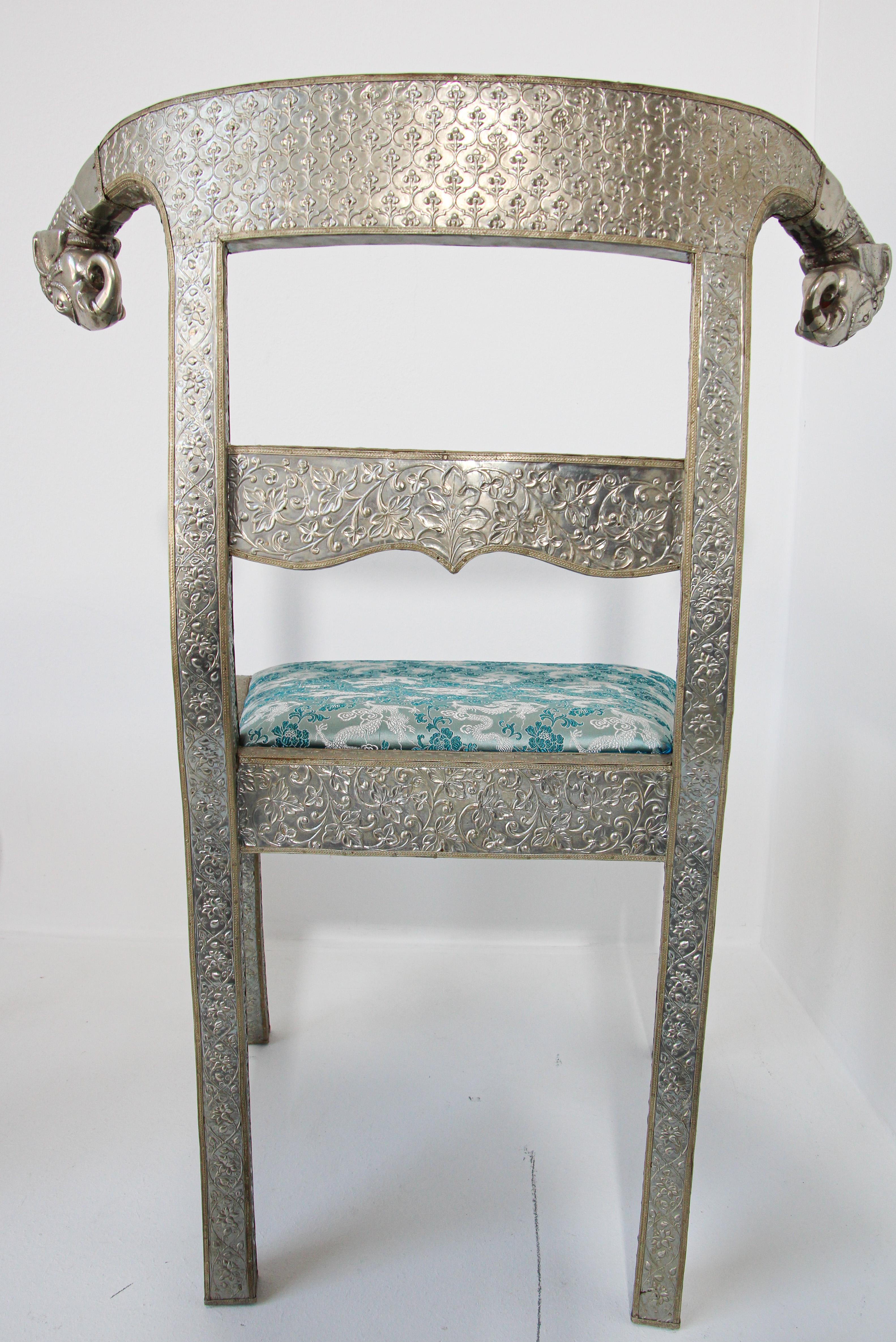 Anglo-Indian Silvered Wrapped Clad Side Chairs a Pair For Sale 8