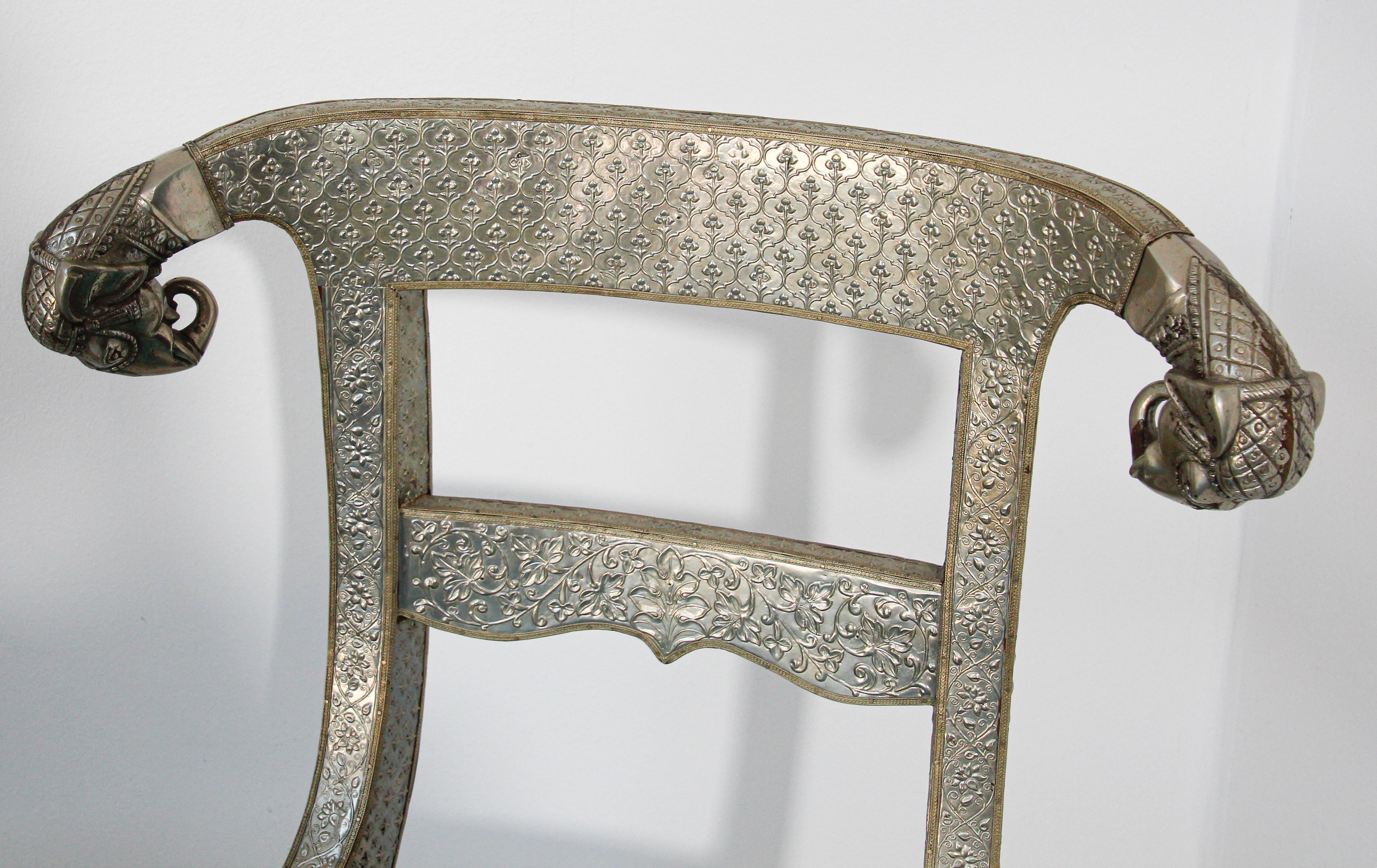 20th Century Anglo-Indian Silvered Wrapped Clad Side Chairs a Pair For Sale