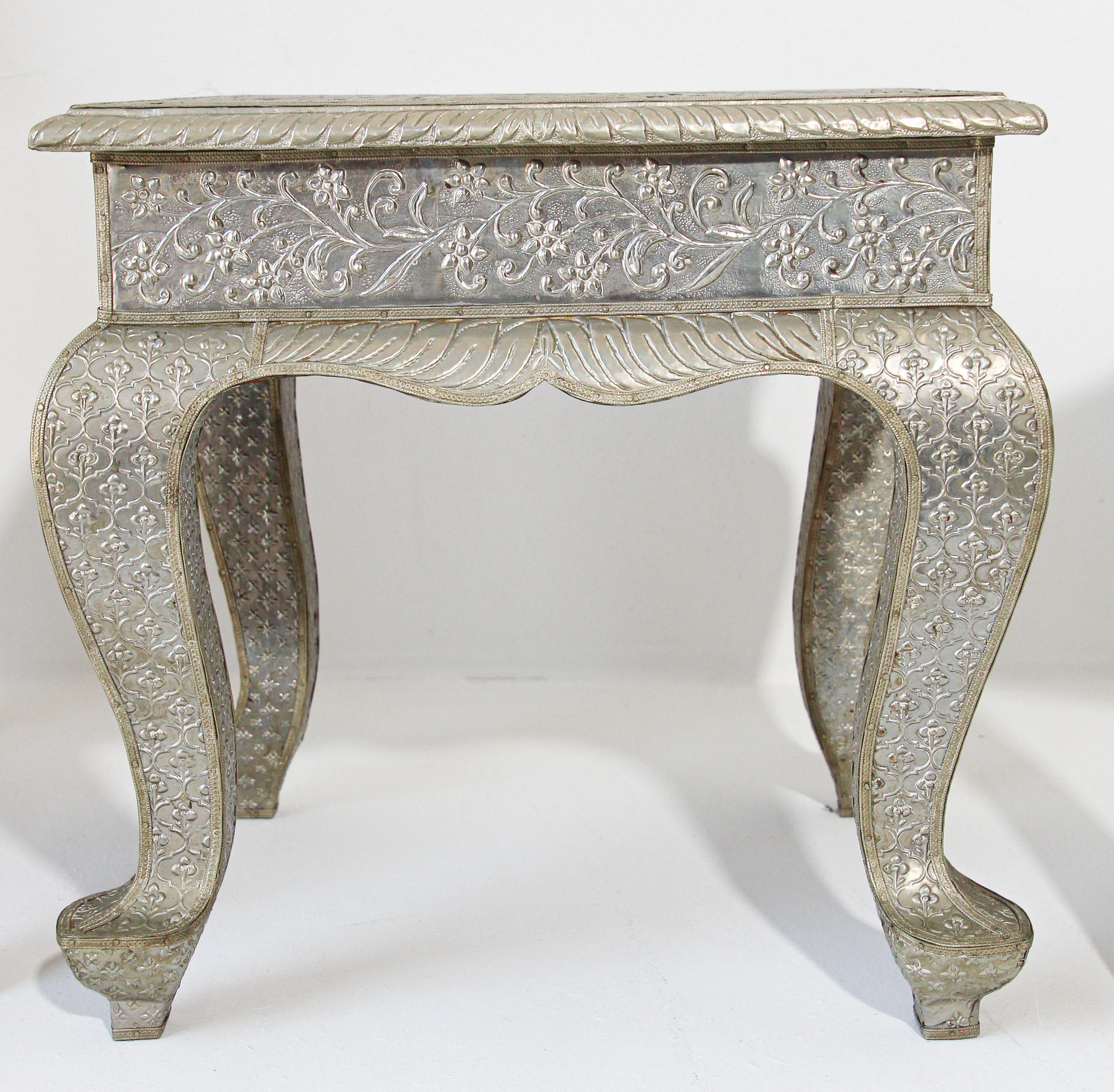 Anglo-Indian Silvered Wrapped Clad Side Chairs and Table For Sale 1