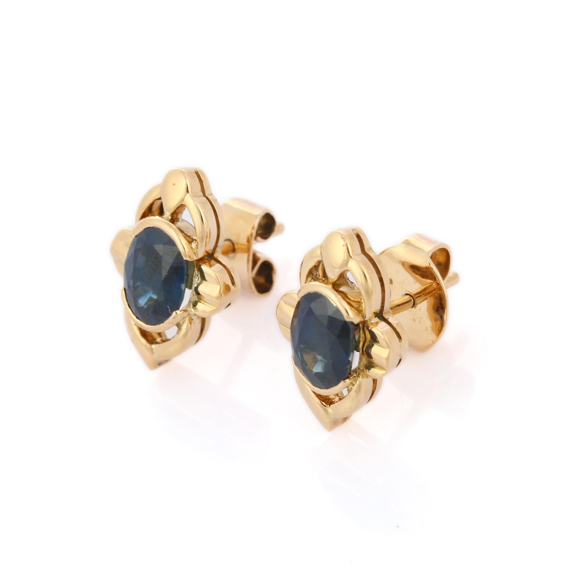 Earrings create a subtle beauty while showcasing the colors of the natural precious gemstones and illuminating diamonds making a statement.

Oval cut blue sapphire earrings in 18K gold. Embrace your look with these stunning pair of earrings suitable