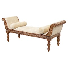 Anglo Indian-Style Bench with Geometric Inlay