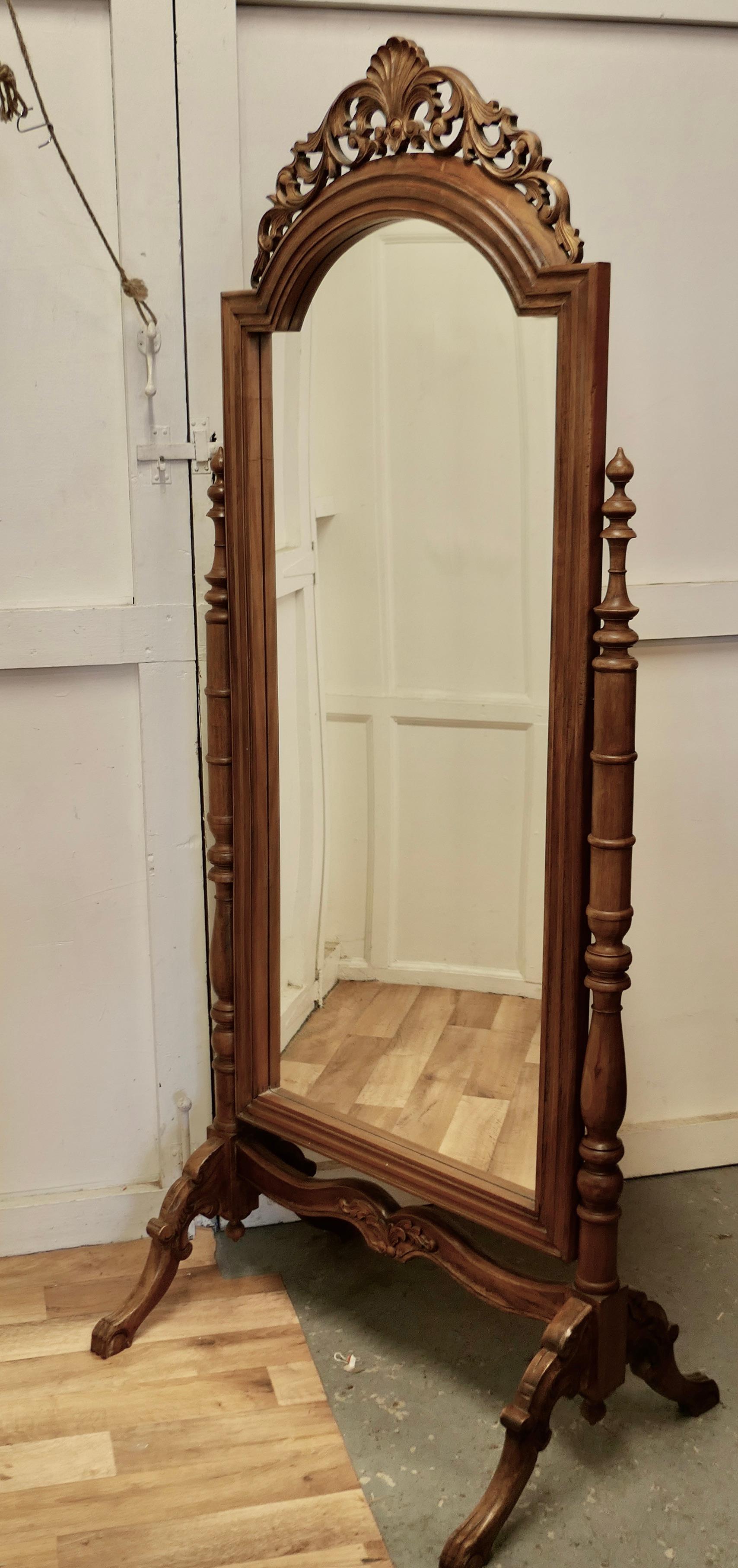 Anglo Indian Style Carved Cheval Mirror In Good Condition In Chillerton, Isle of Wight