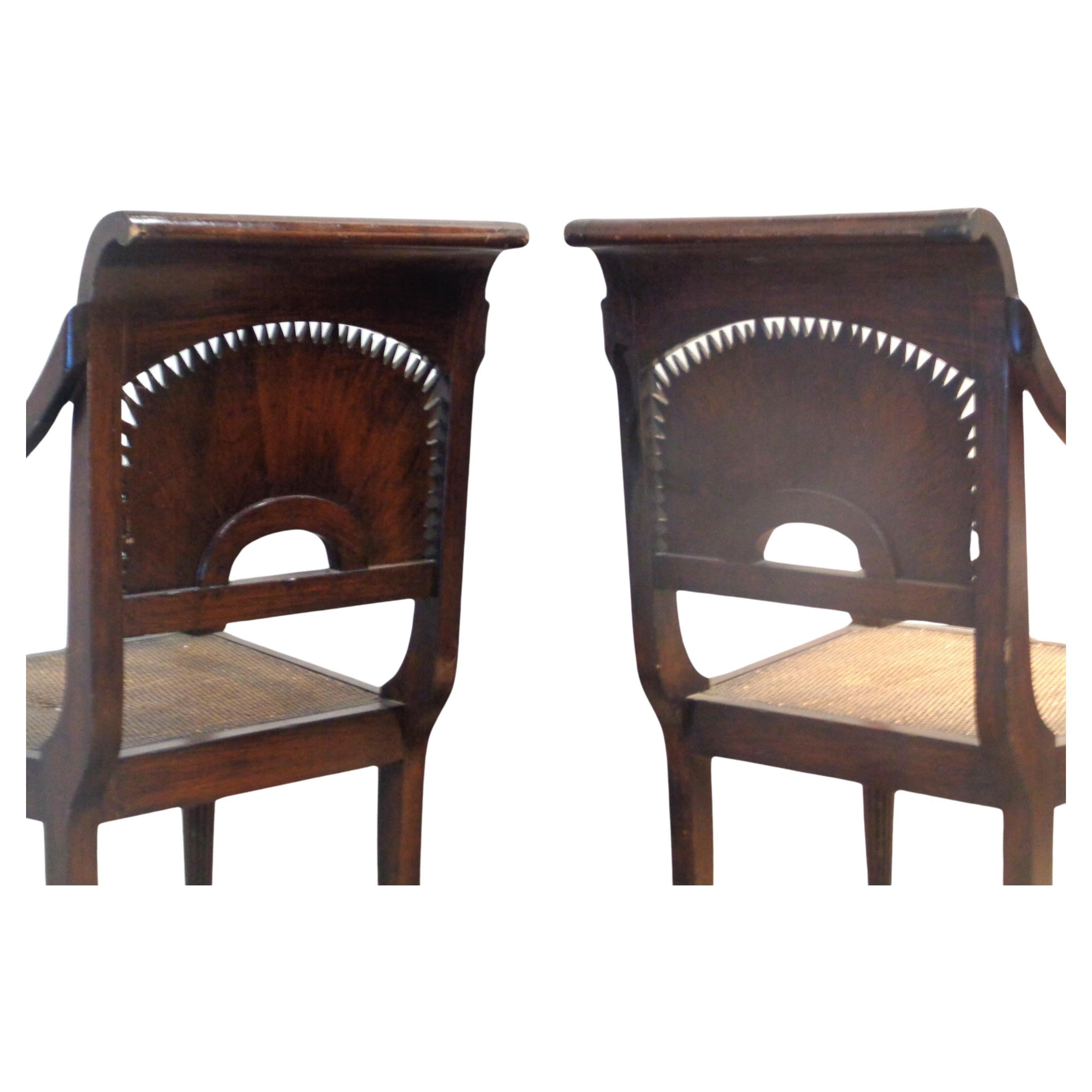 Anglo Indian Style Carved Sunburst Back Armchairs  For Sale 3