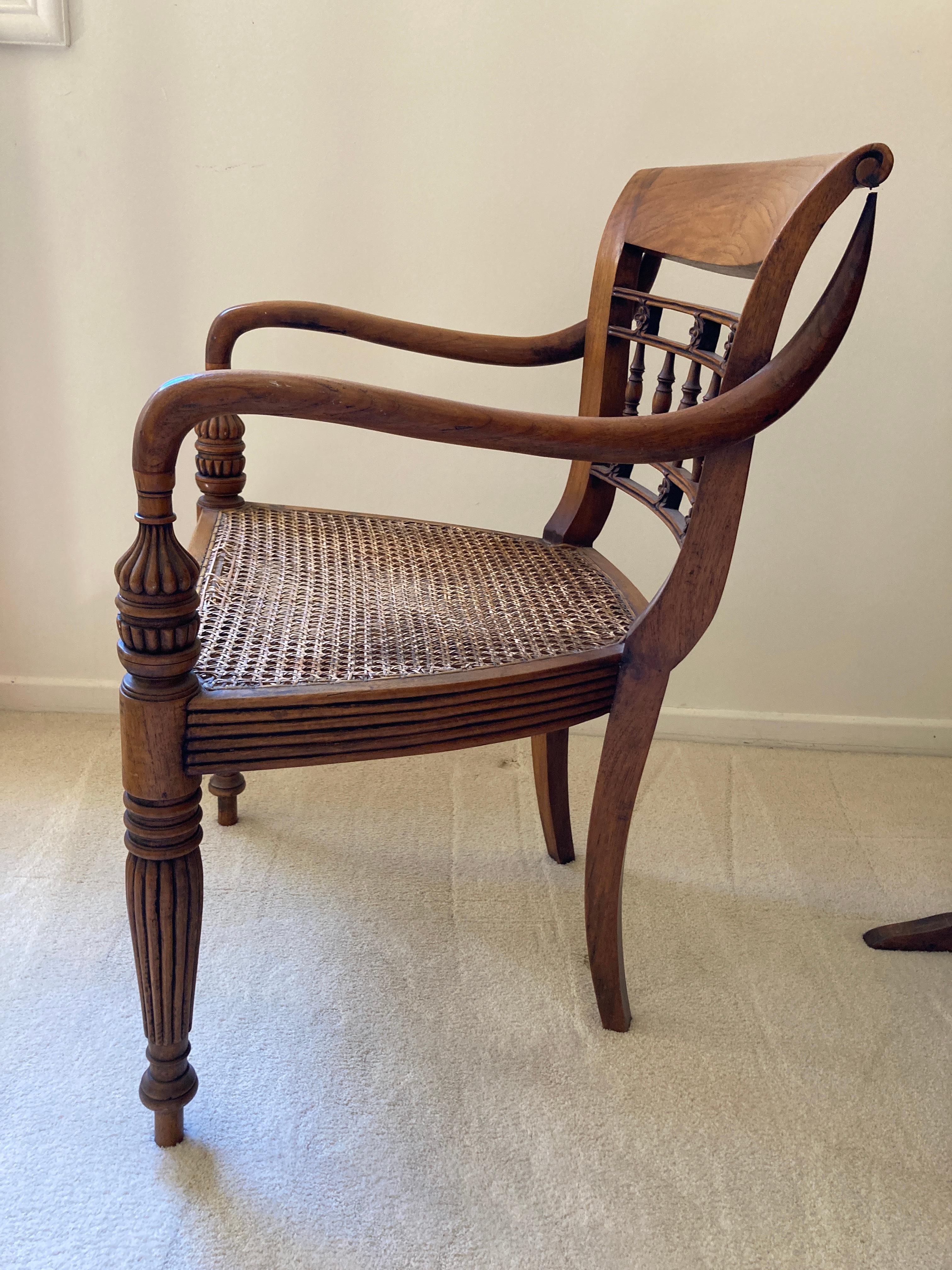 Anglo Indian Style Library Cane Armchair 3