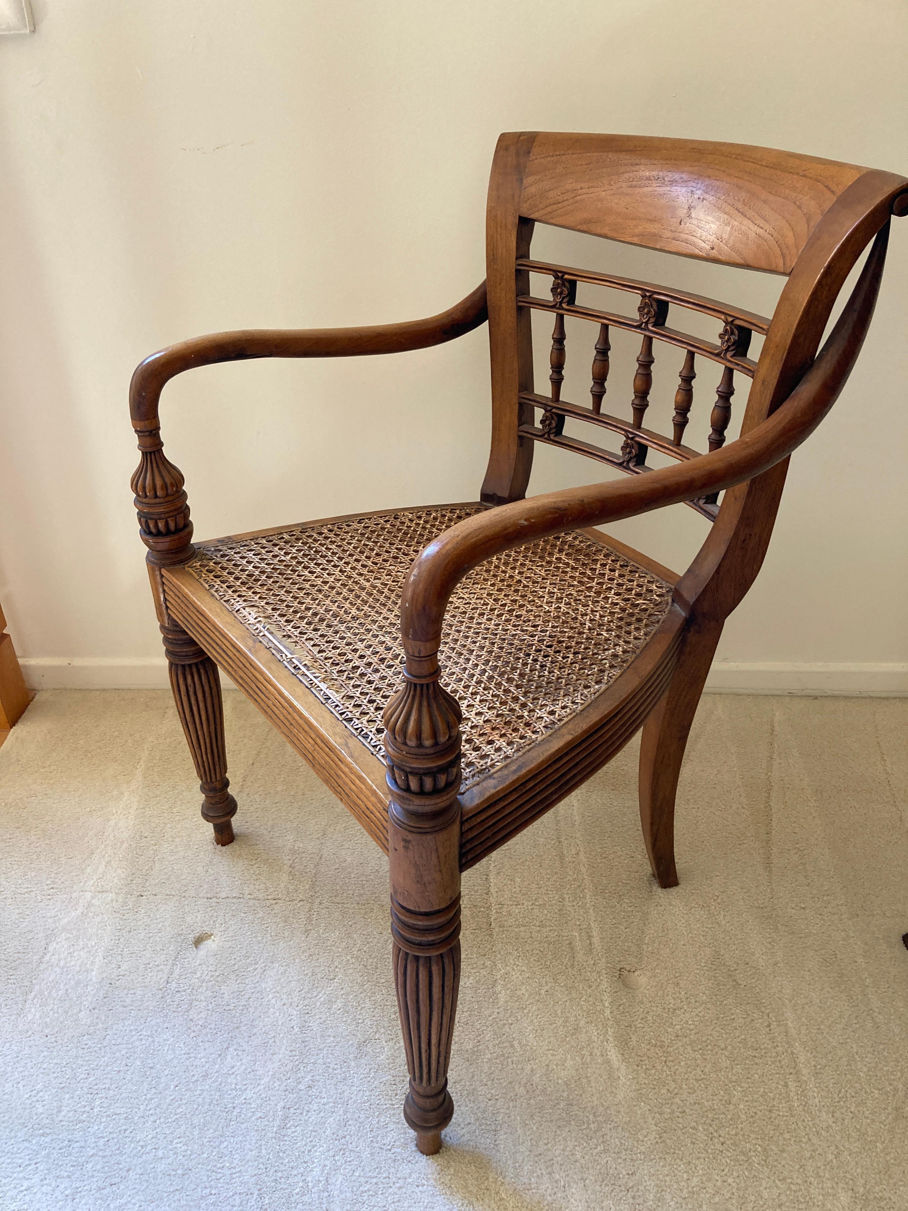 Anglo Indian Style Library Cane Armchair 5