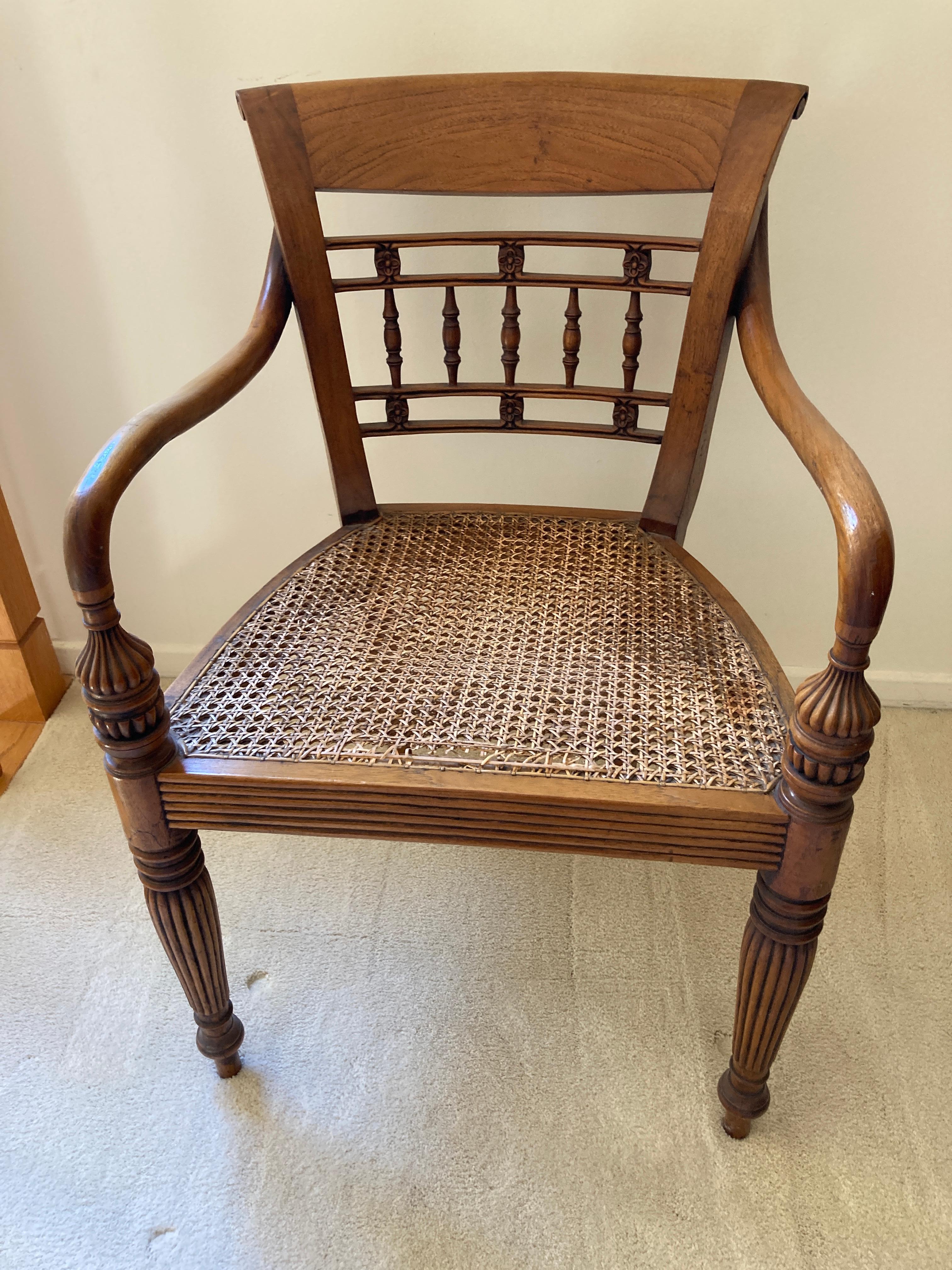 Anglo Indian Style Library Cane Armchair 6