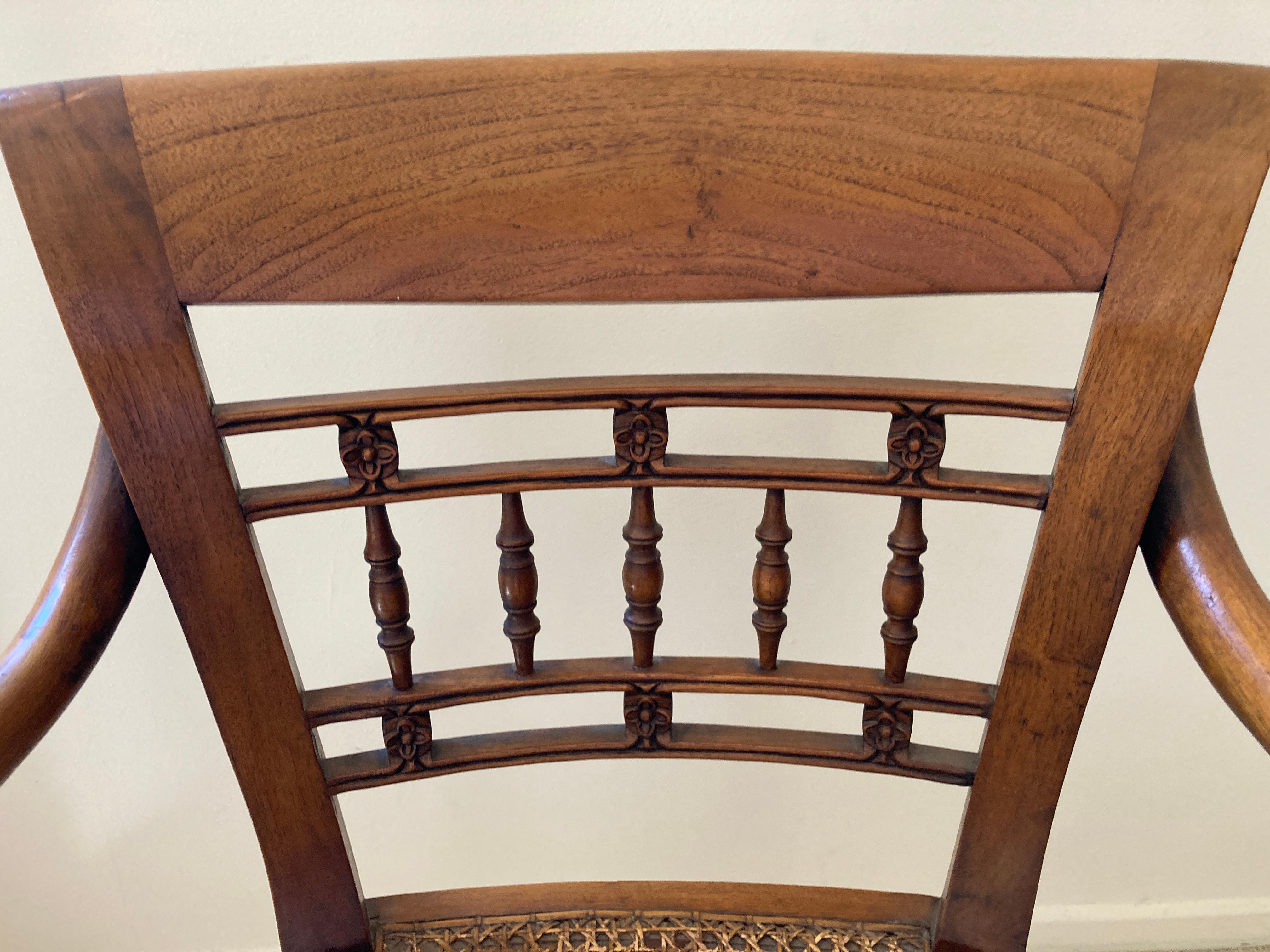 Mid-20th Century Anglo Indian Style Library Cane Armchair