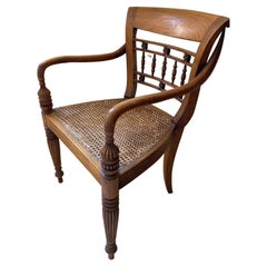 Anglo Indian Style Library Cane Armchair