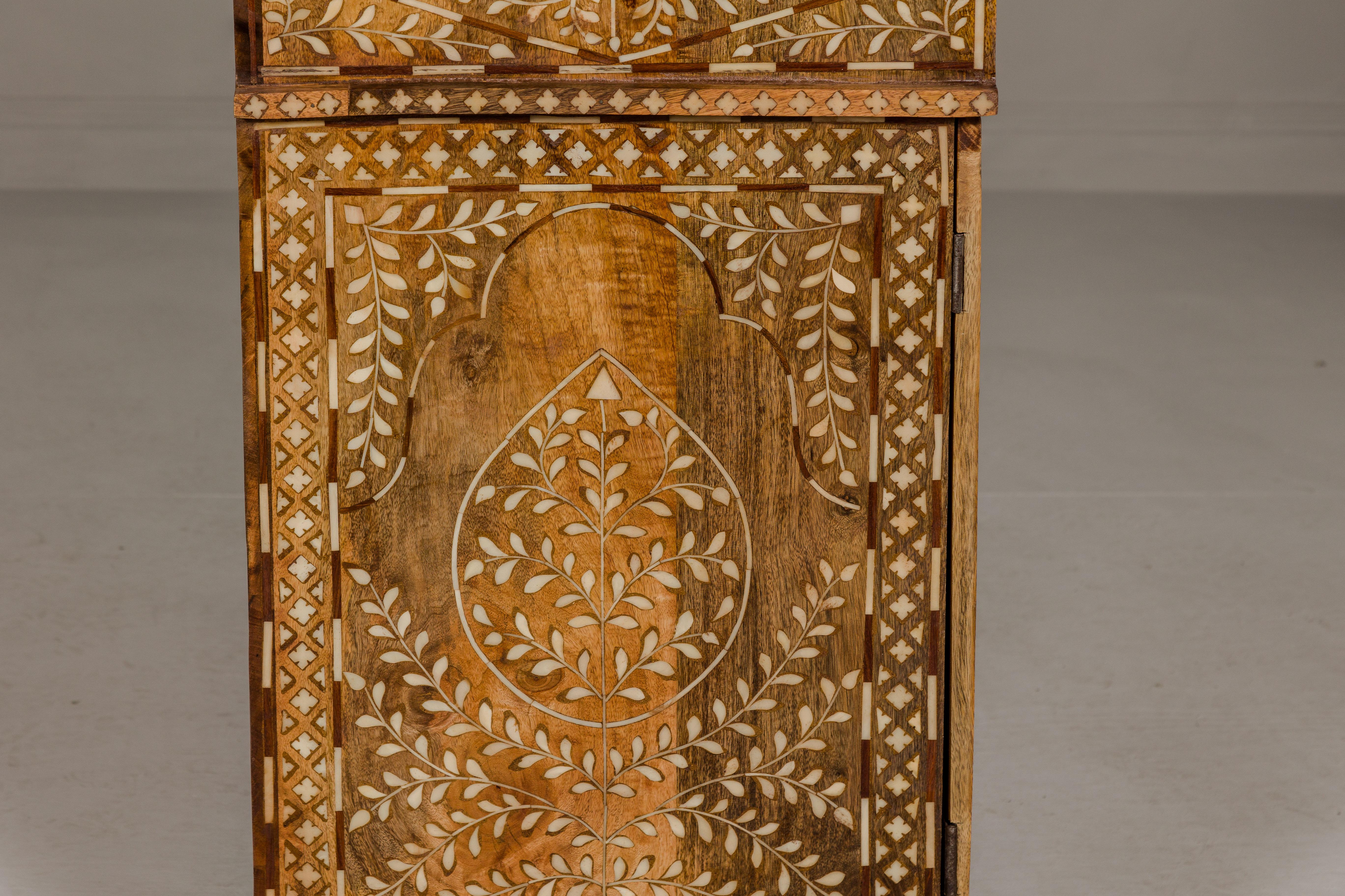 Anglo-Indian Style Mango and Bone Inlay Buffet with Two Drawers over Two Doors 10