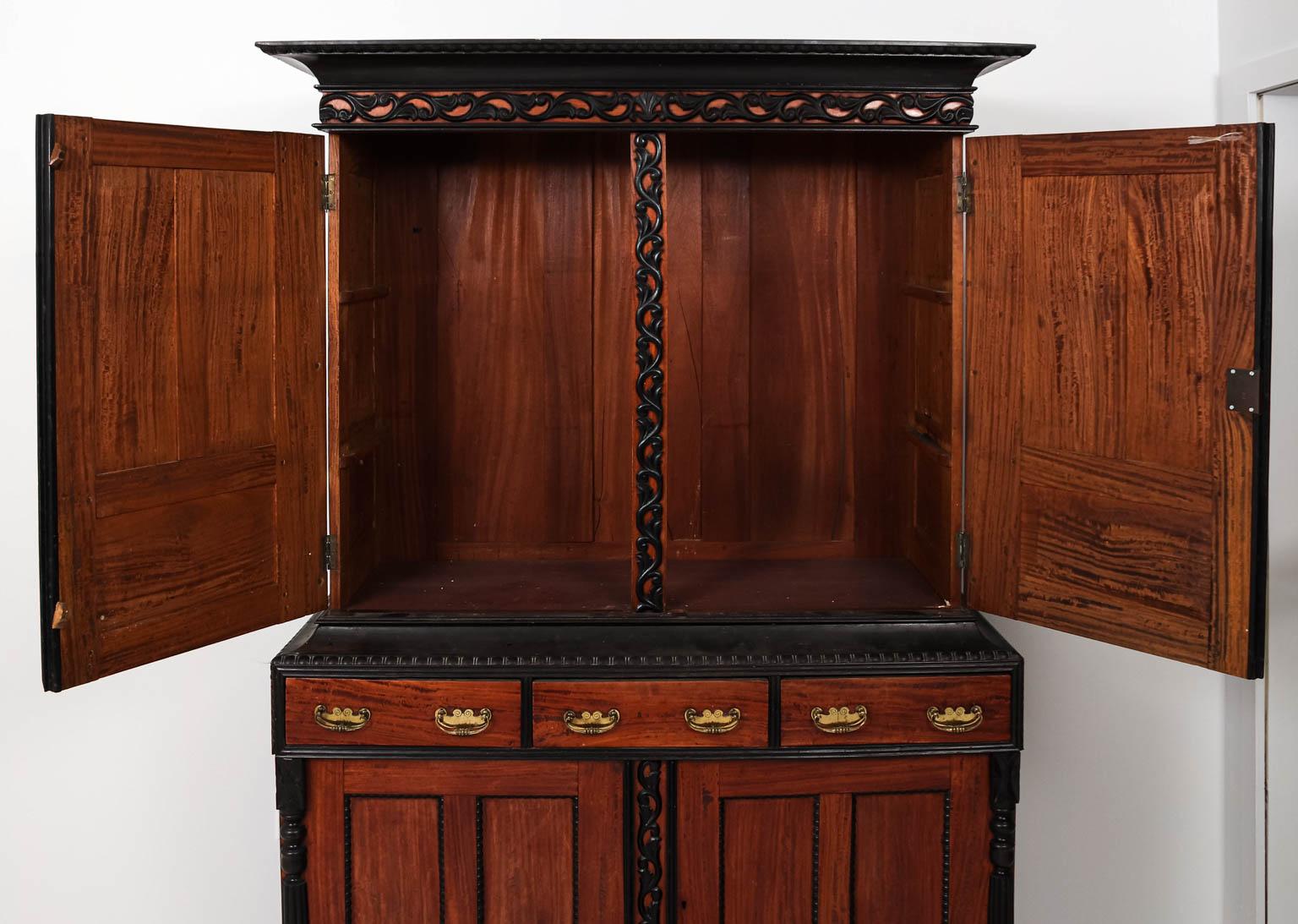 Anglo-Indian Style Satinwood and Ebony Cabinet 2