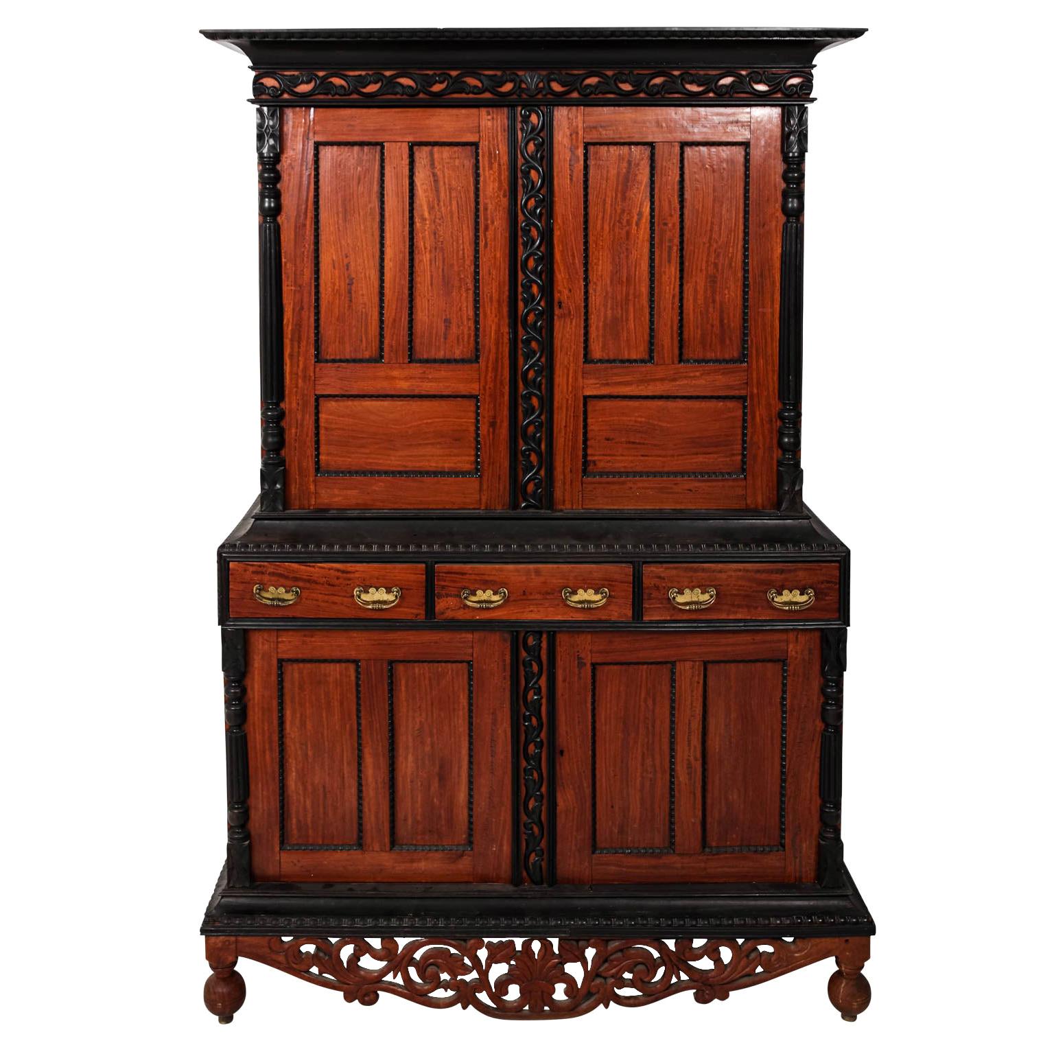 Anglo-Indian Style Satinwood and Ebony Cabinet