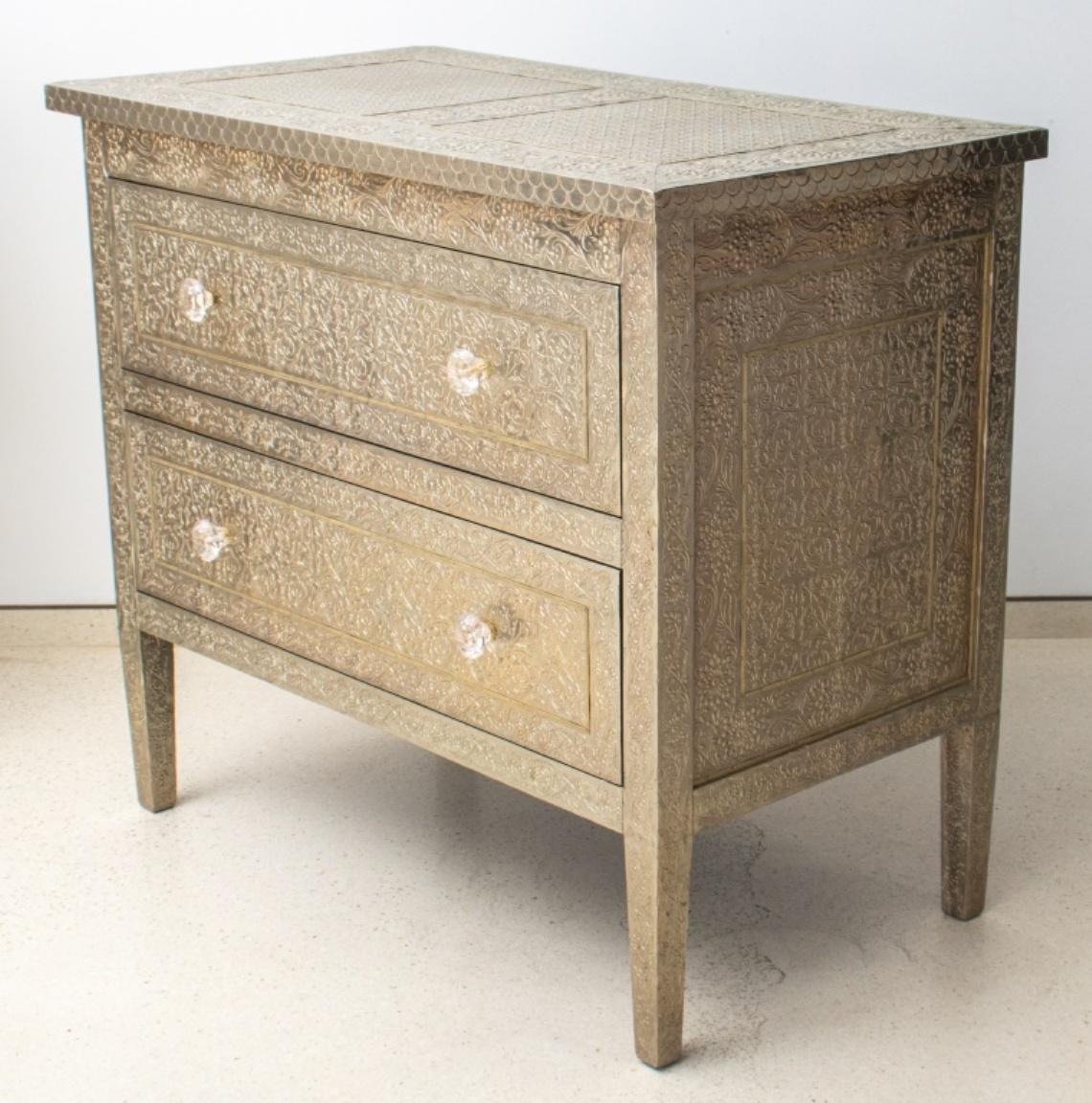Contemporary Anglo-Indian Style Silver-Clad Commode
