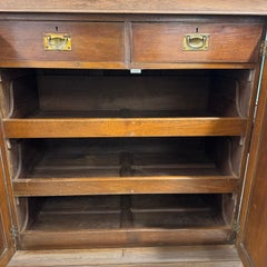 Anglo-Indian Teak Linen Press, Colonial Design, Solid Wood, Circa 1900