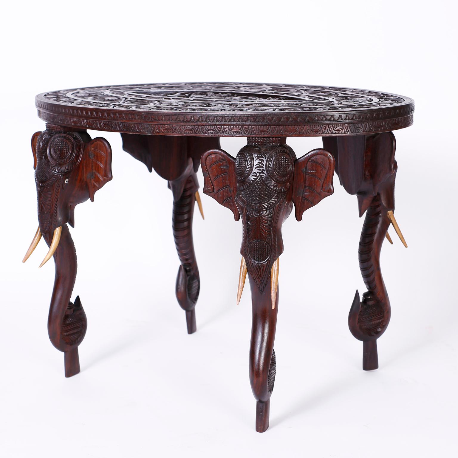 Anglo-Indian Style Thai Elephant Table In Good Condition In Palm Beach, FL