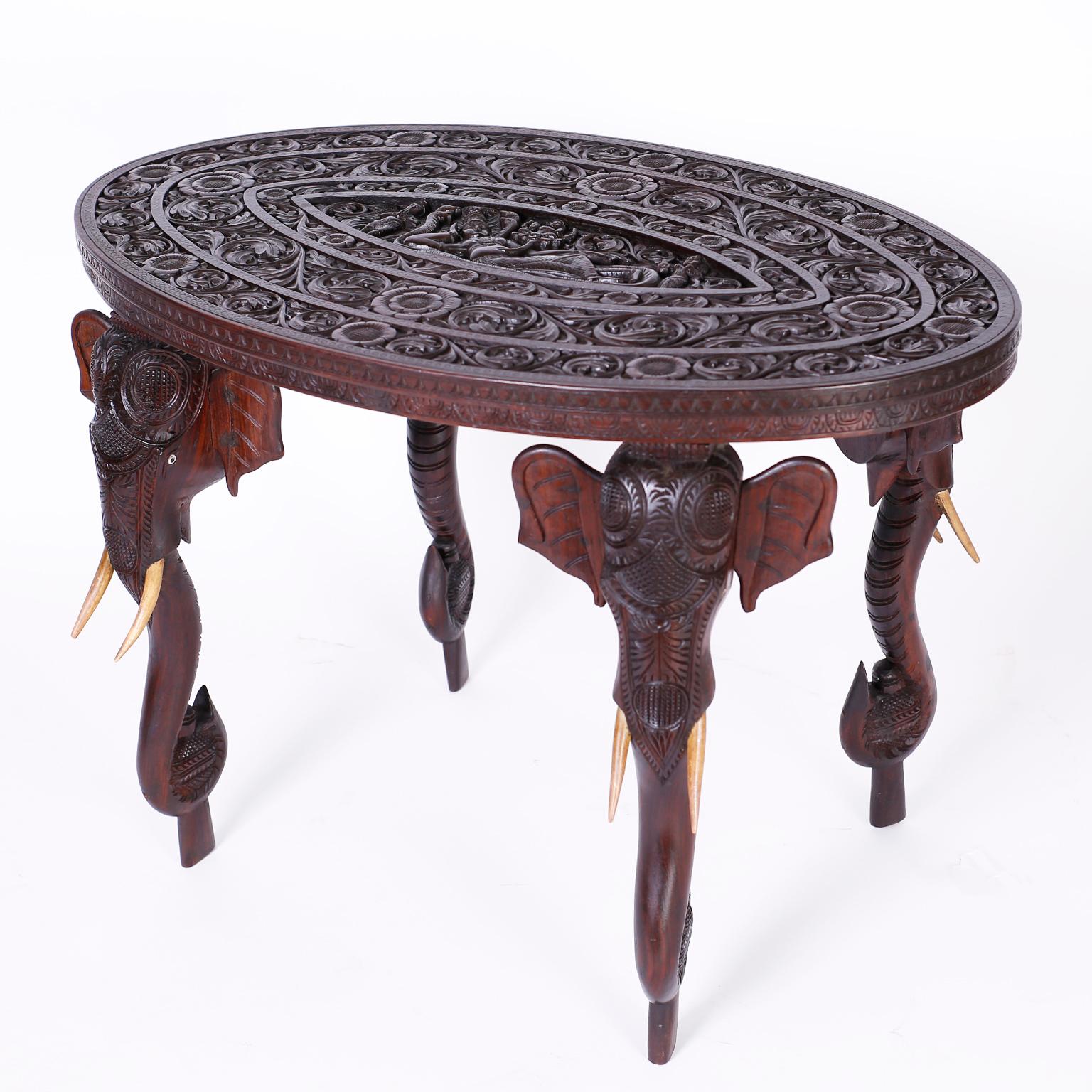 20th Century Anglo-Indian Style Thai Elephant Table