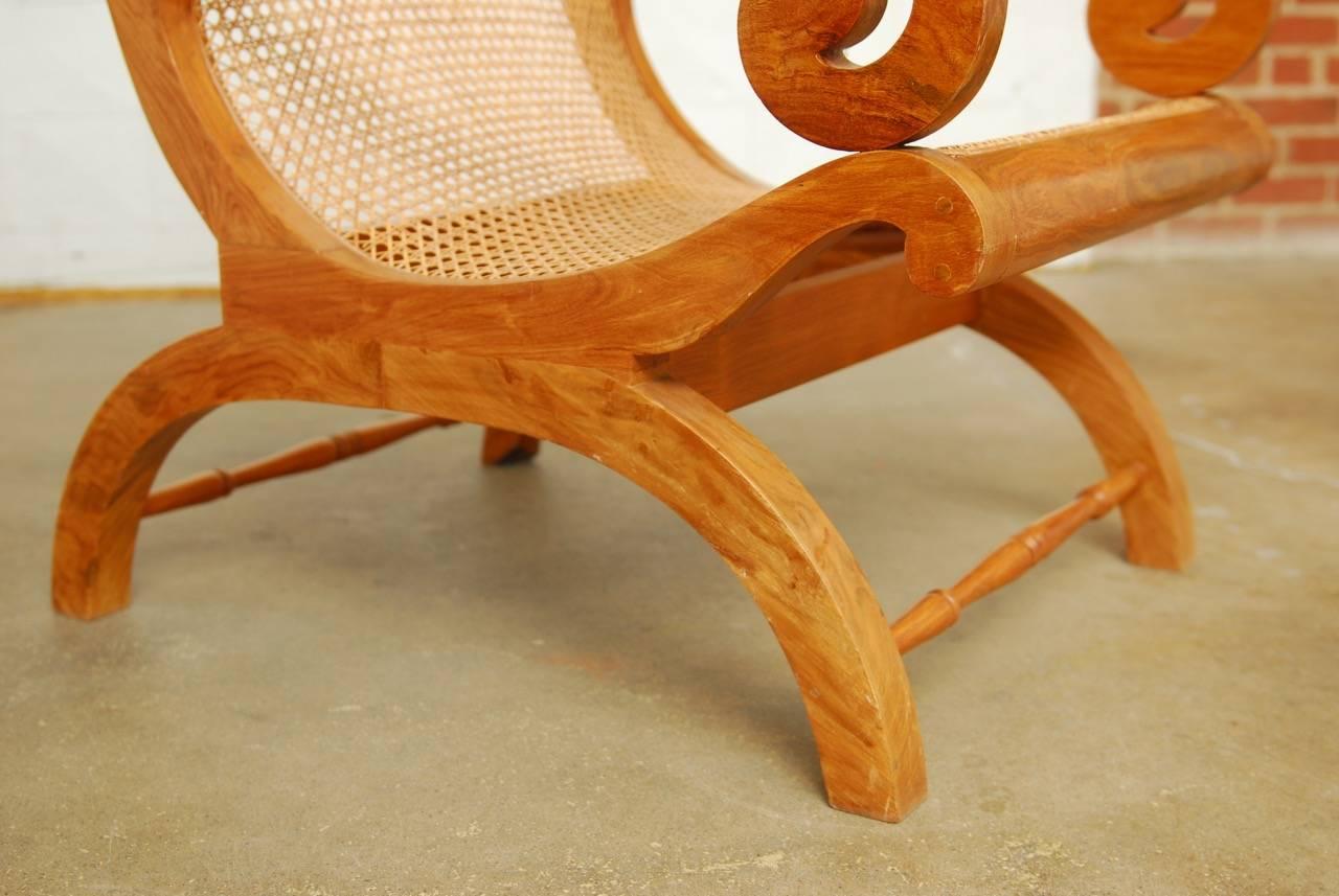 Anglo-Indian Teak and Cane Plantation Chair 1