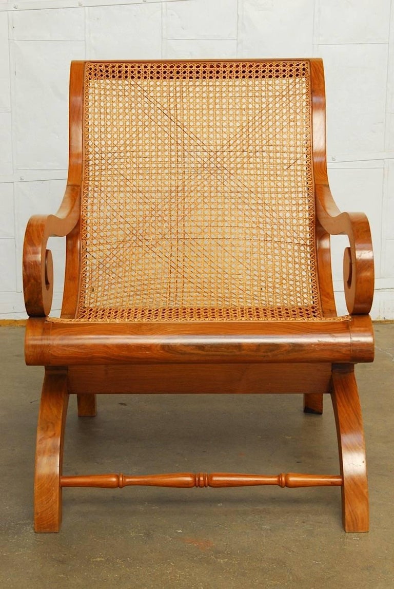 AngloIndian Teak and Cane Plantation Chair at 1stDibs