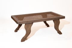 Anglo-Indian Teak and Caned Bench