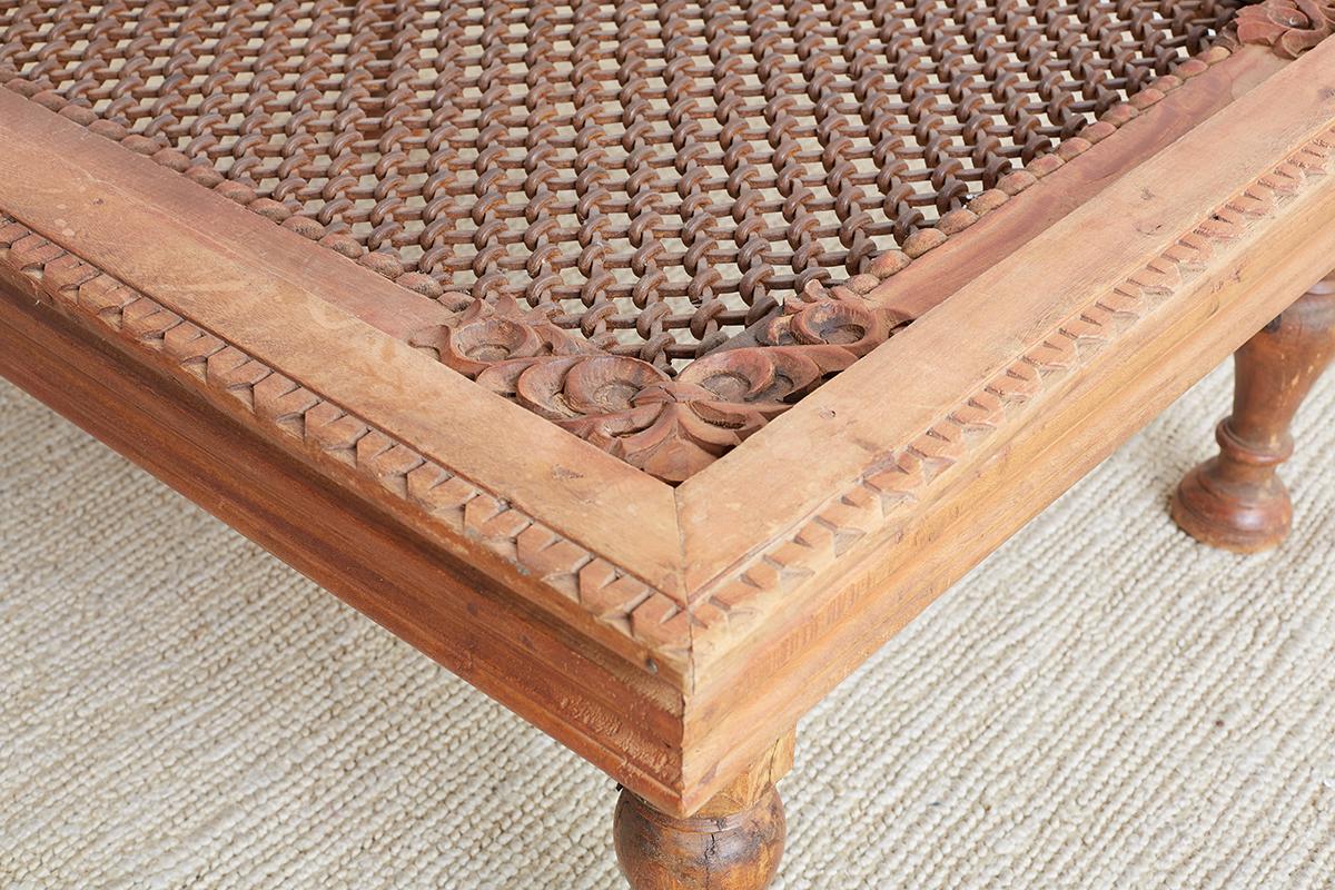 Anglo Indian Teak and Iron Window Coffee Table 1
