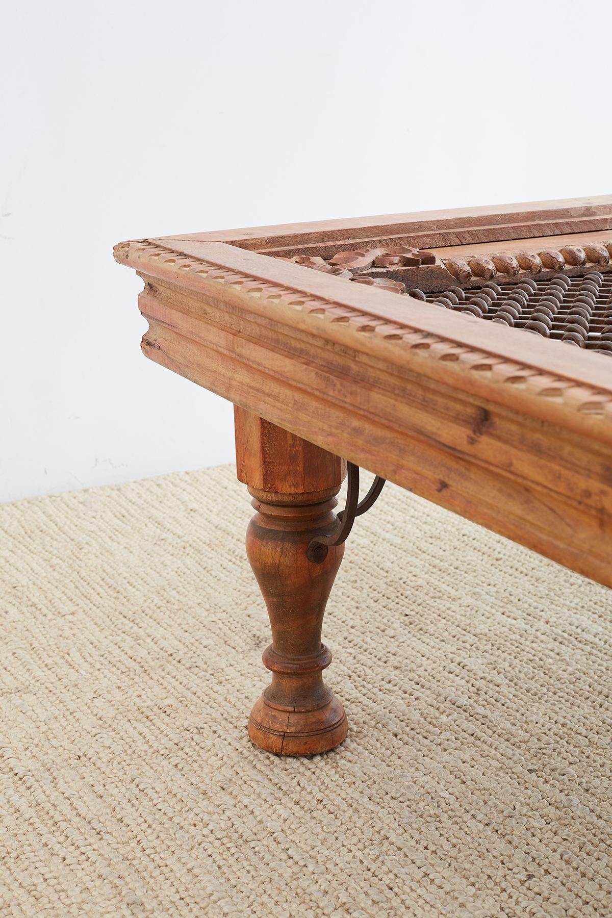 Anglo Indian Teak and Iron Window Coffee Table 4