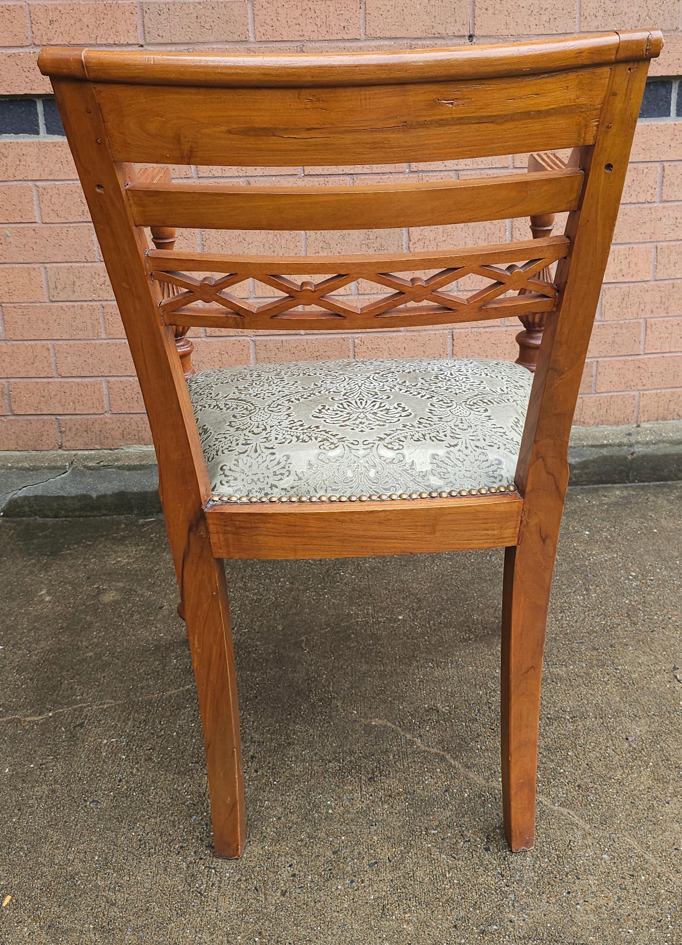 Other Anglo Indian Teak and Nailhead Trim Upholstered Armchair For Sale
