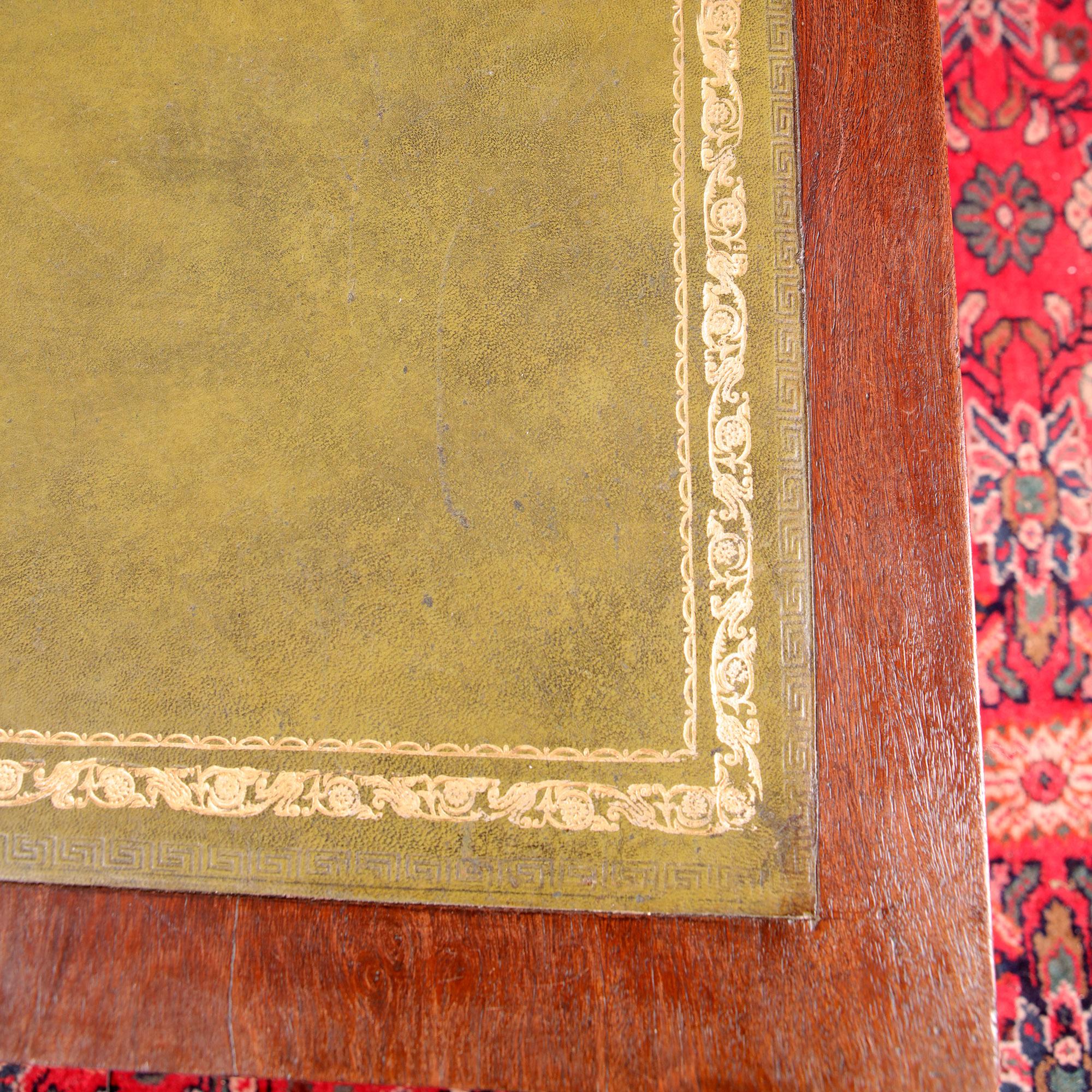 19th Century Anglo Indian Teak Carved Pedestal Desk For Sale