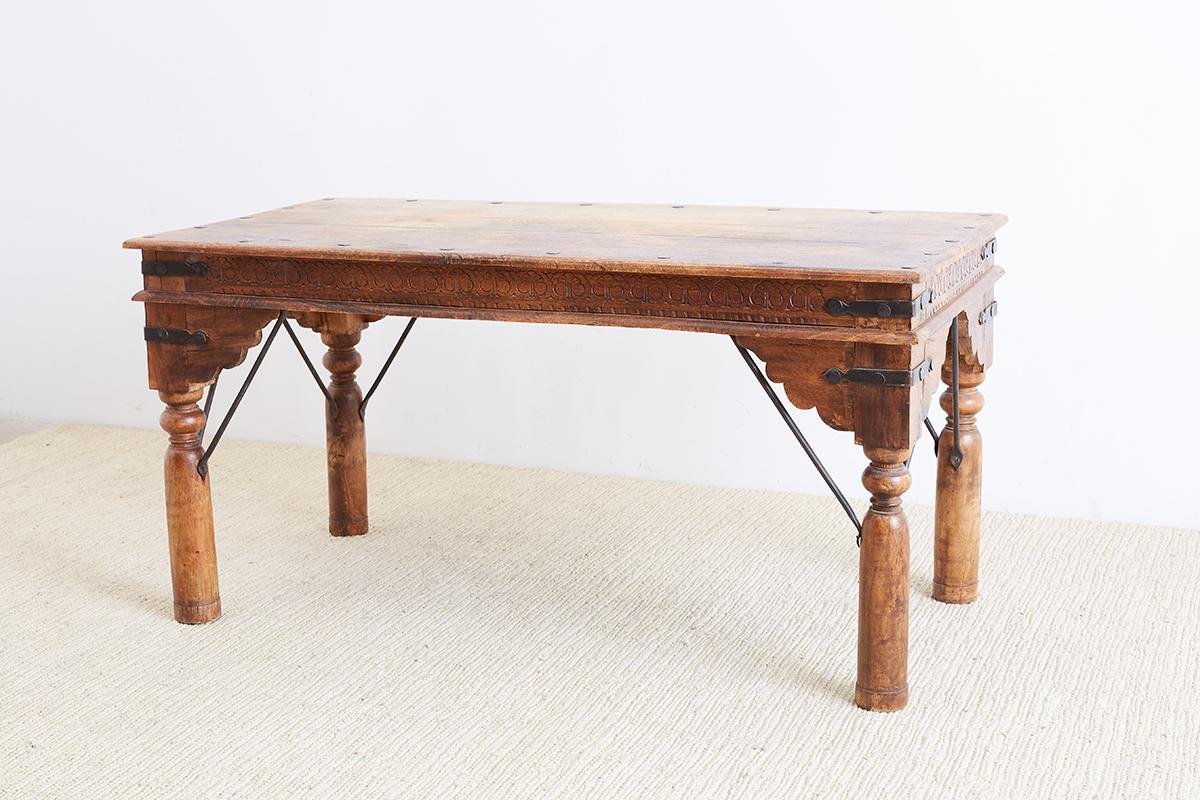 Rustic Anglo-Indian Teak Dining or Library Table