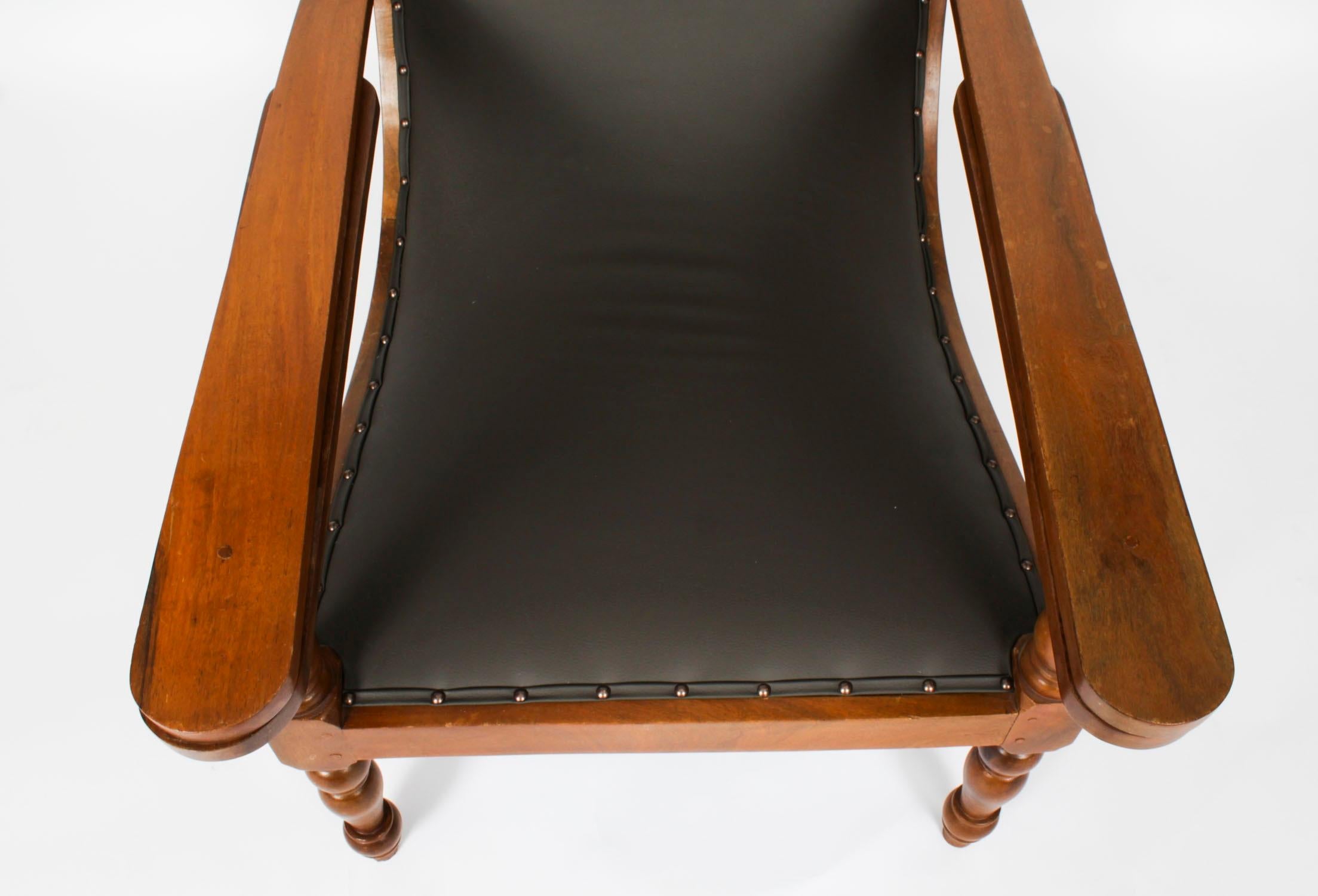 Chaise jardinière indienne anglo-indienne en teck avec bras extensibles 19ème siècle en vente 5