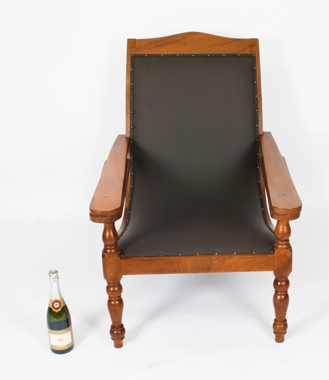 Chaise jardinière indienne anglo-indienne en teck avec bras extensibles 19ème siècle en vente 14