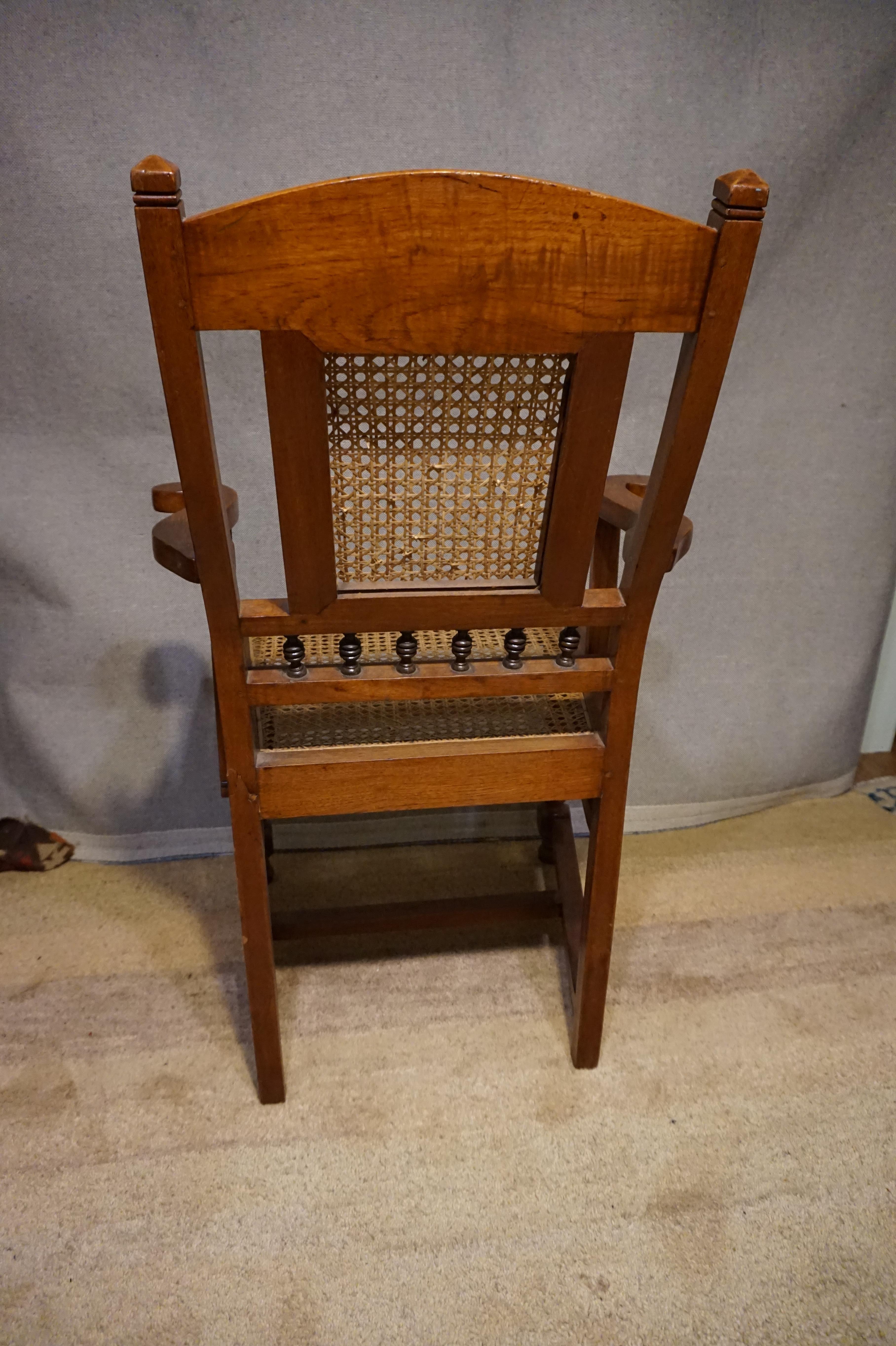 Anglo-Indian Teak Rosewood Cane Armchair With Barley Twist Legs 4