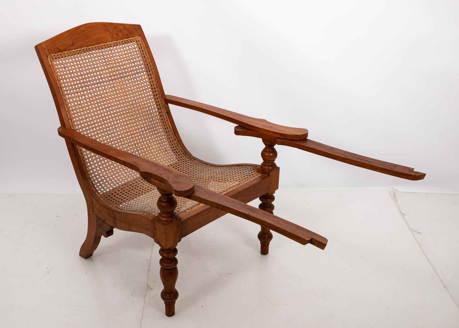 Anglo-Indian Teakwood and Cane Plantation Chair  1