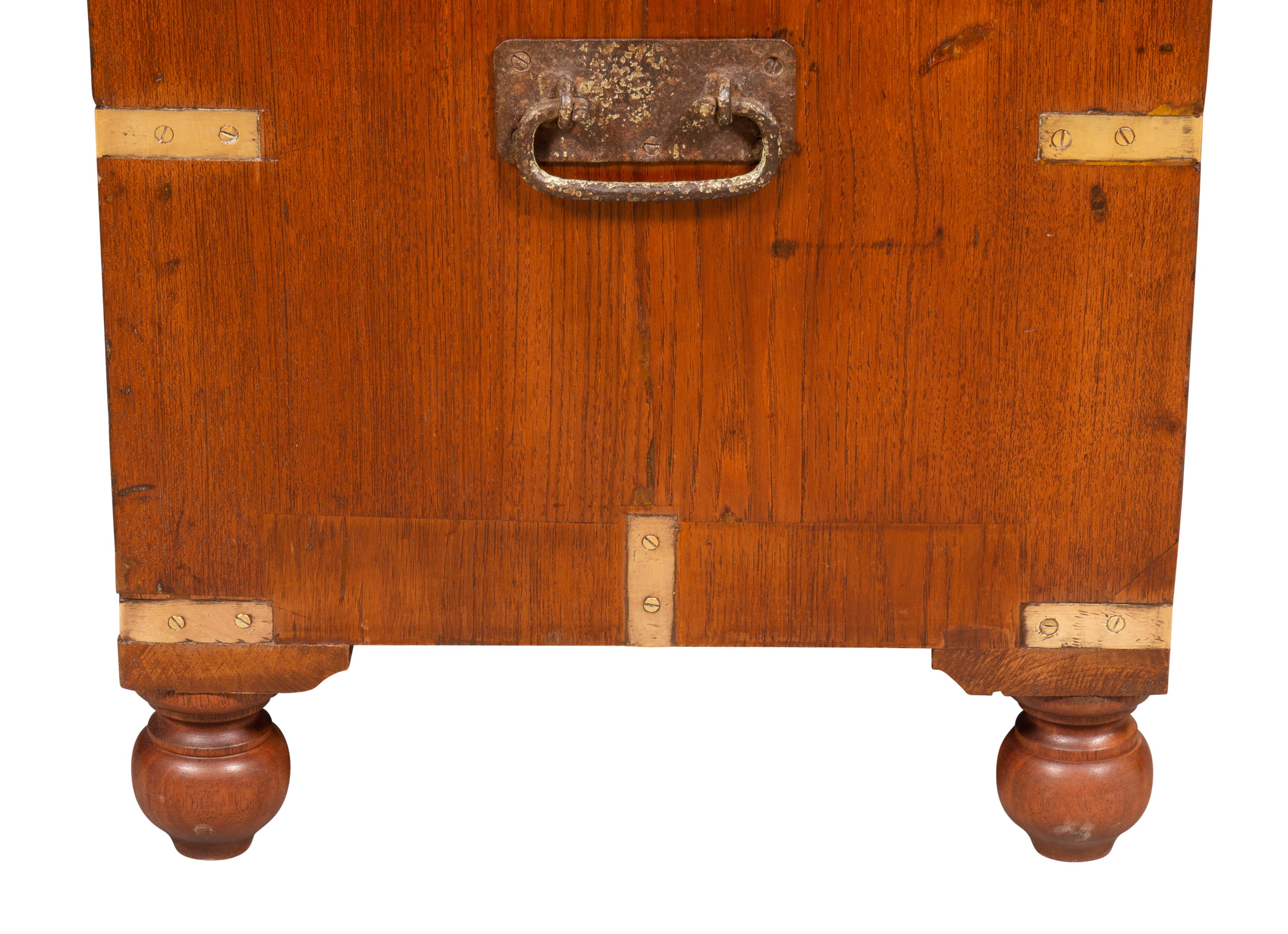 Anglo Indian Teakwood Campaign Chest For Sale 7